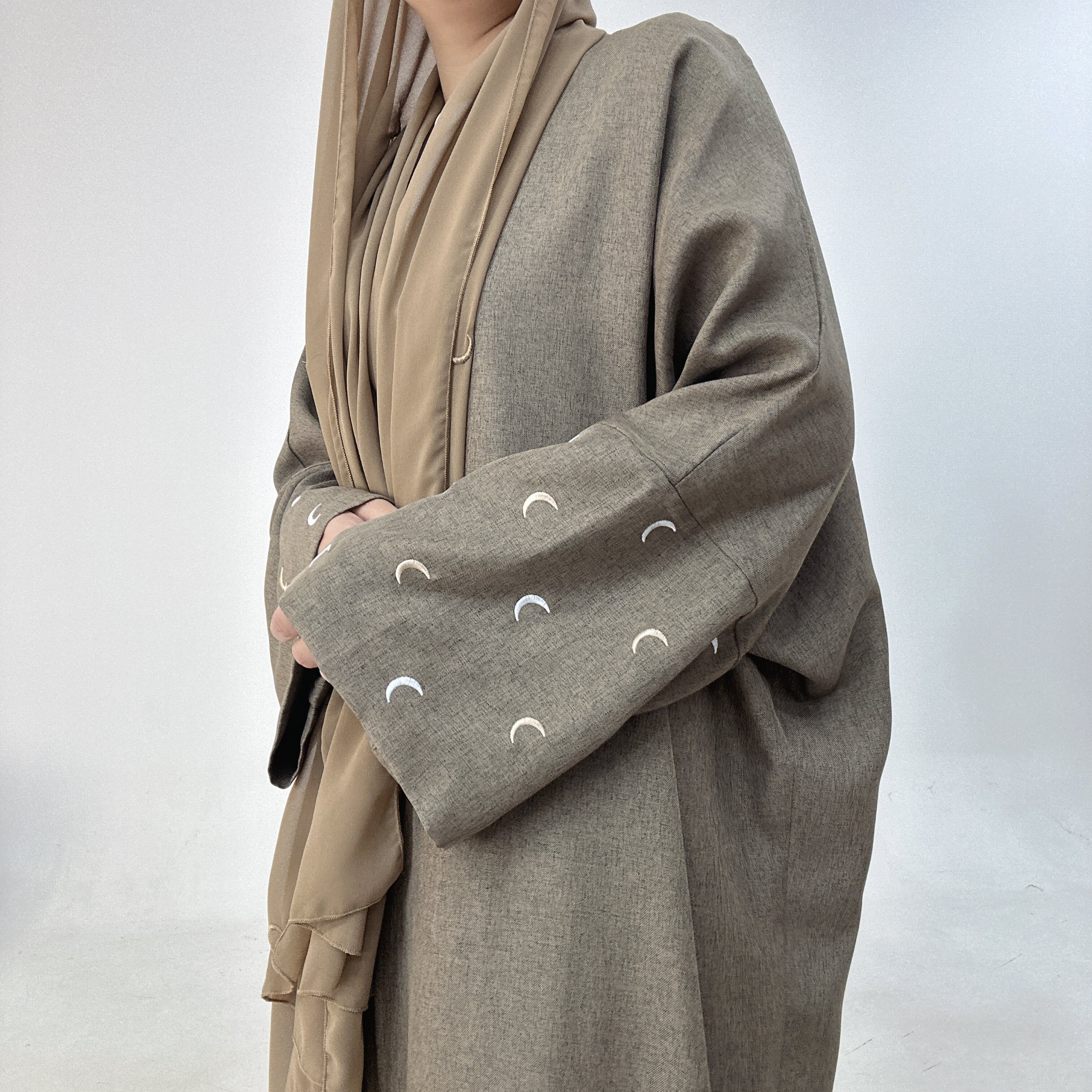 Lightweight Iris Open Abaya Duster - Sage Green | Modest Muslim Prayer Dress for Women | Perfect for Prayer, Mosque, and Everyday Wear