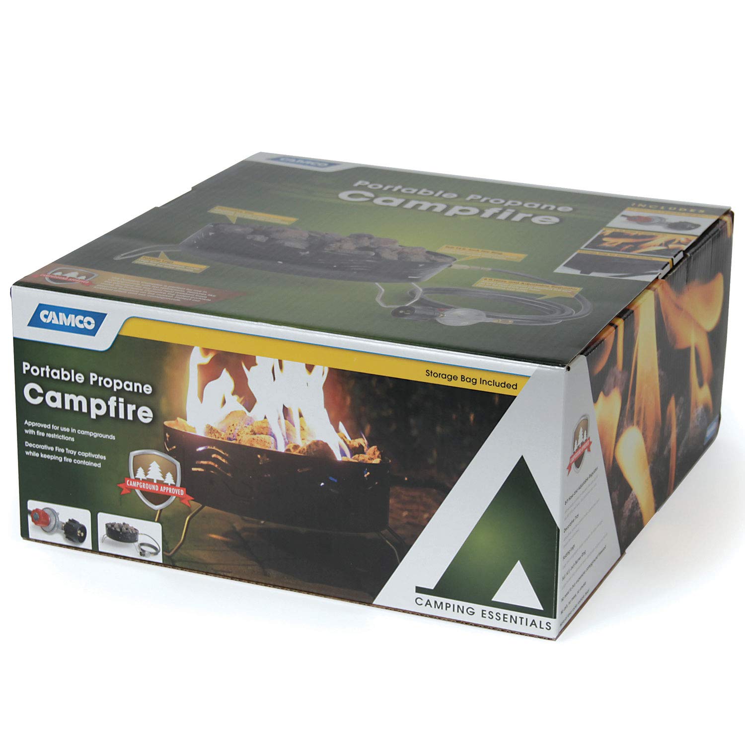 Portable Outdoor Propane Heater - Compact Campfire Pit with Lava Rocks for Camping, Tailgating, Patio & Backyard Use | Black | Camco 58041 | Perfect for Outdoor Gatherings, BBQ Parties & Cold Nights