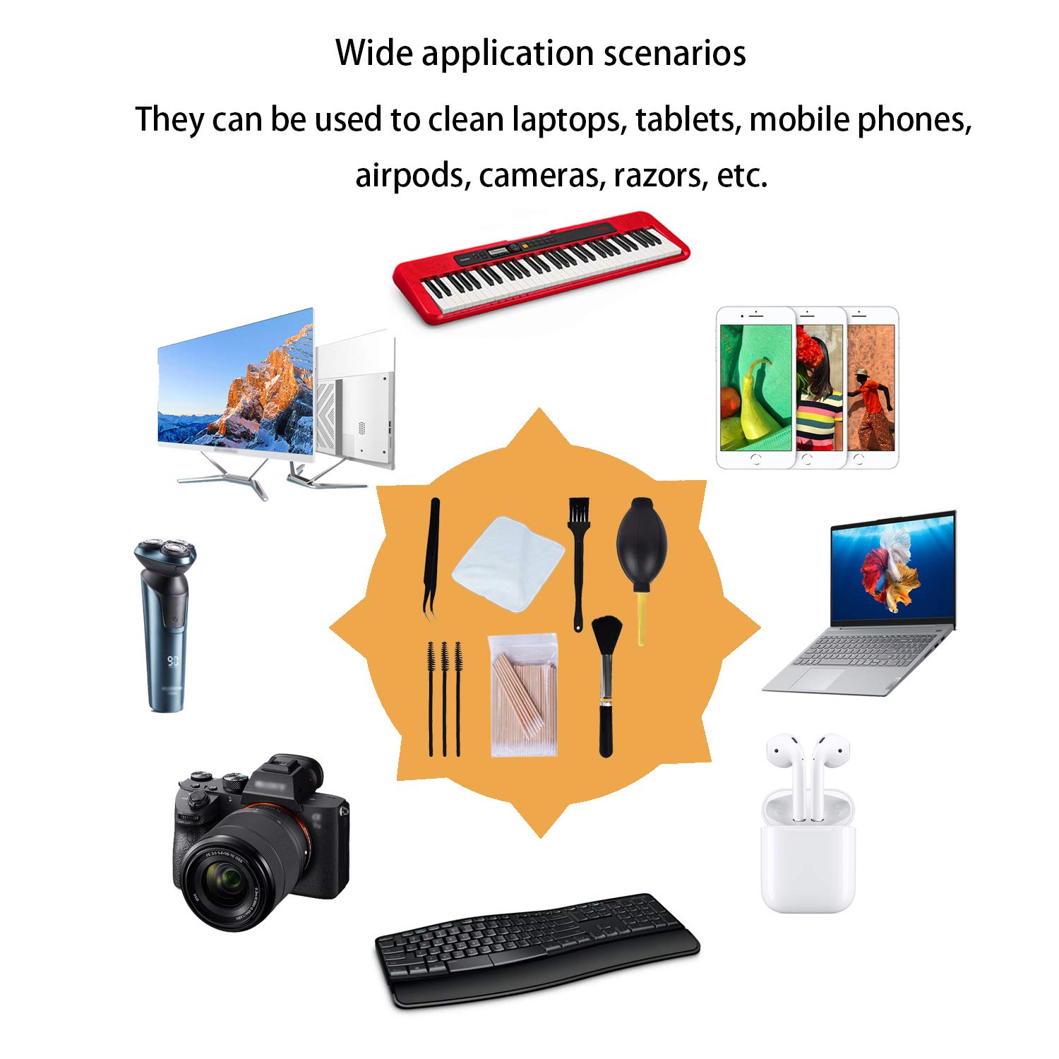 108 Pcs iPhone Cleaning Kit - AirPods, Charger Port, Speaker & Keyboard Cleaning Tools for iPhone, AirPods, Cameras & Headphones | Perfect for Home, Office & Travel Use