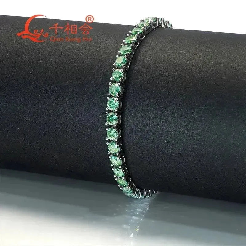 10K Real Gold 3mm 4mm 5mm Green Moissanite Tennis Bracelet - Luxury Jewelry Gift for Women & Men - Perfect for Parties, Dating & Special Occasions