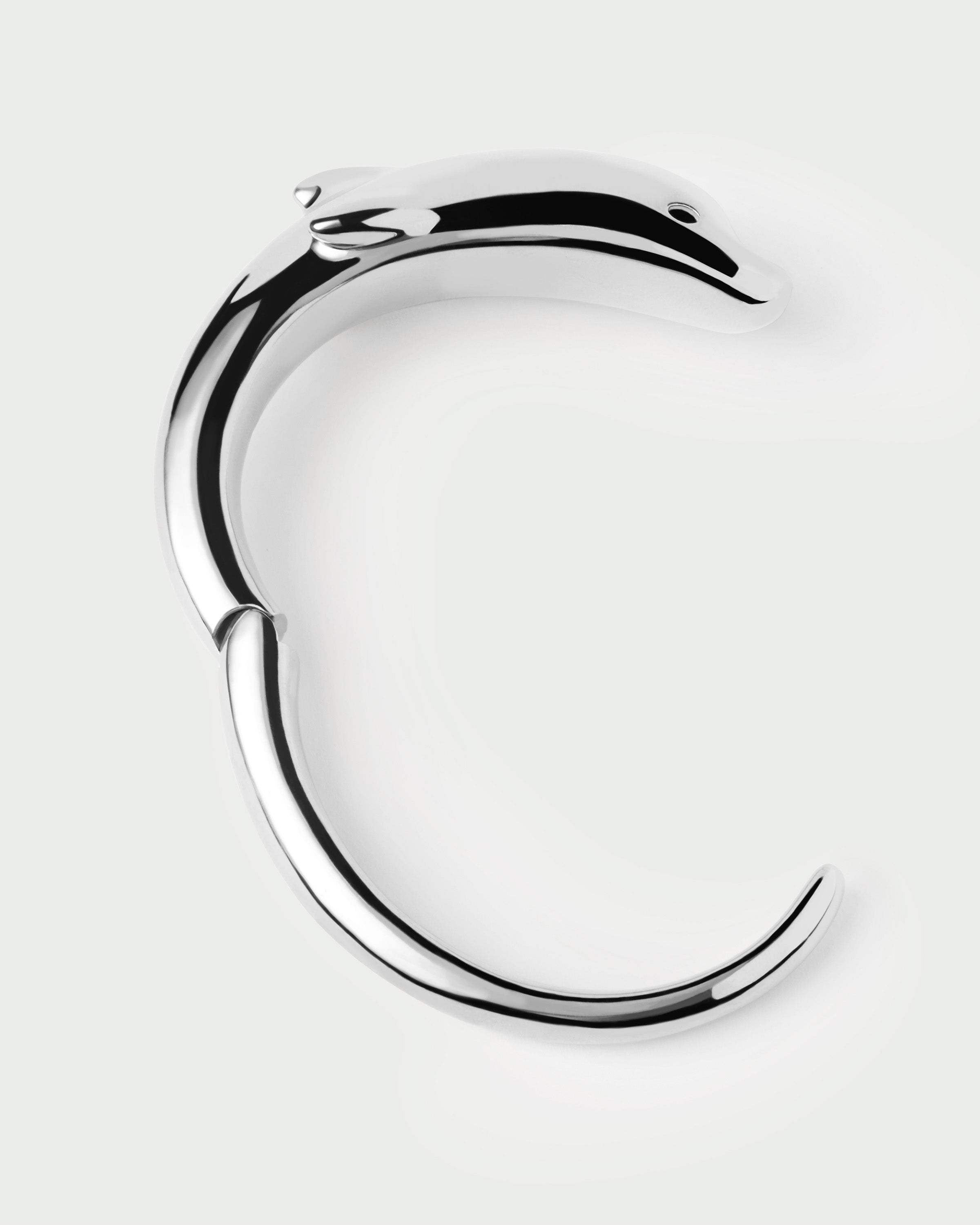 GRID Dolphin Silver Bangle Bracelet for Women - Elegant Adjustable Cuff Jewelry for Everyday Wear, Gift Giving & Special Occasions