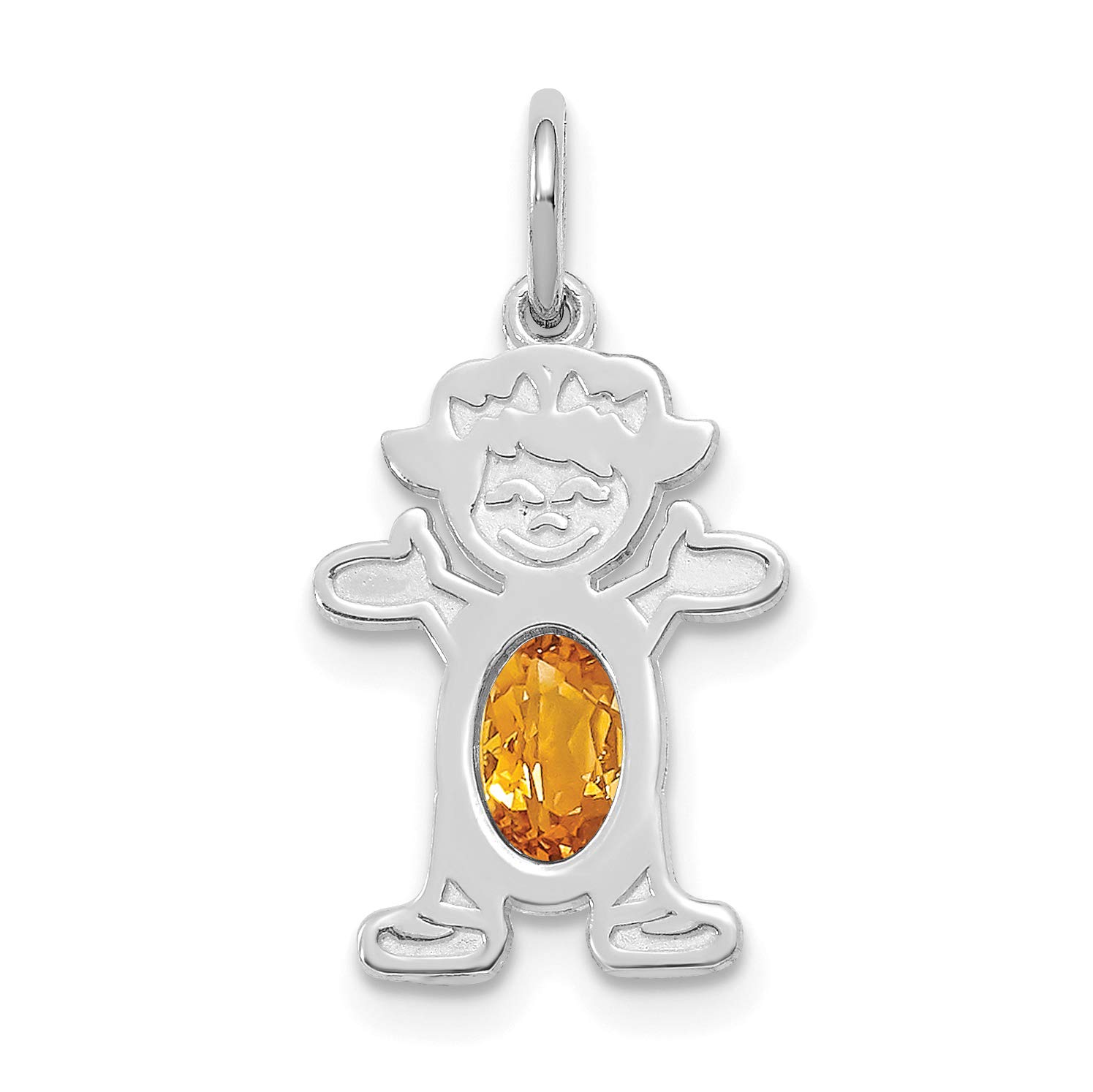 14K White Gold 6x4mm Oval Genuine Citrine Birthstone Necklace for Women - Perfect November Birthday Gift & Everyday Elegant Jewelry