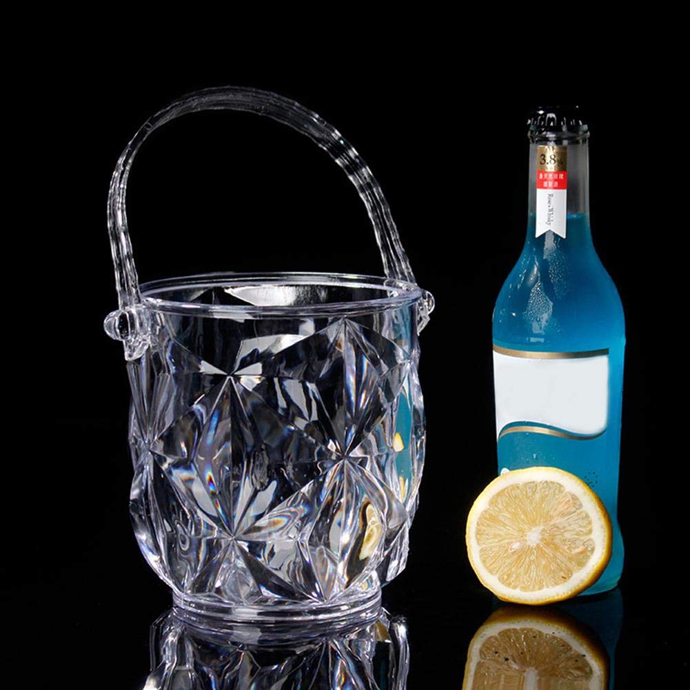 Premium Acrylic Ice Bucket - Crystal Clear Diamond Design for Cocktails, Wine & Beverages | Durable & Stylish Barware for Home, Cafe & Party Use