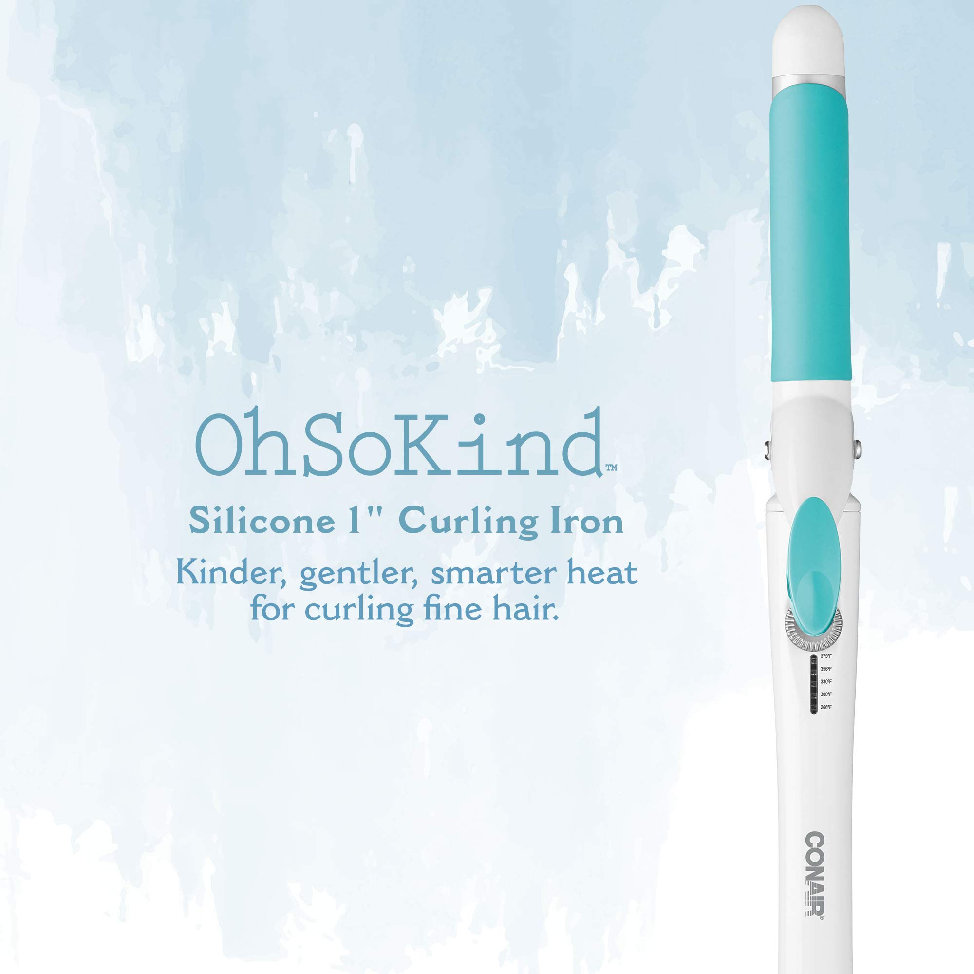 Conair OhSoKind 1-Inch Curling Iron for Fine Hair with Silicone Clip - Creates Classic Curls for Short, Medium & Long Hair - Perfect for Daily Styling, Weddings & Special Occasions
