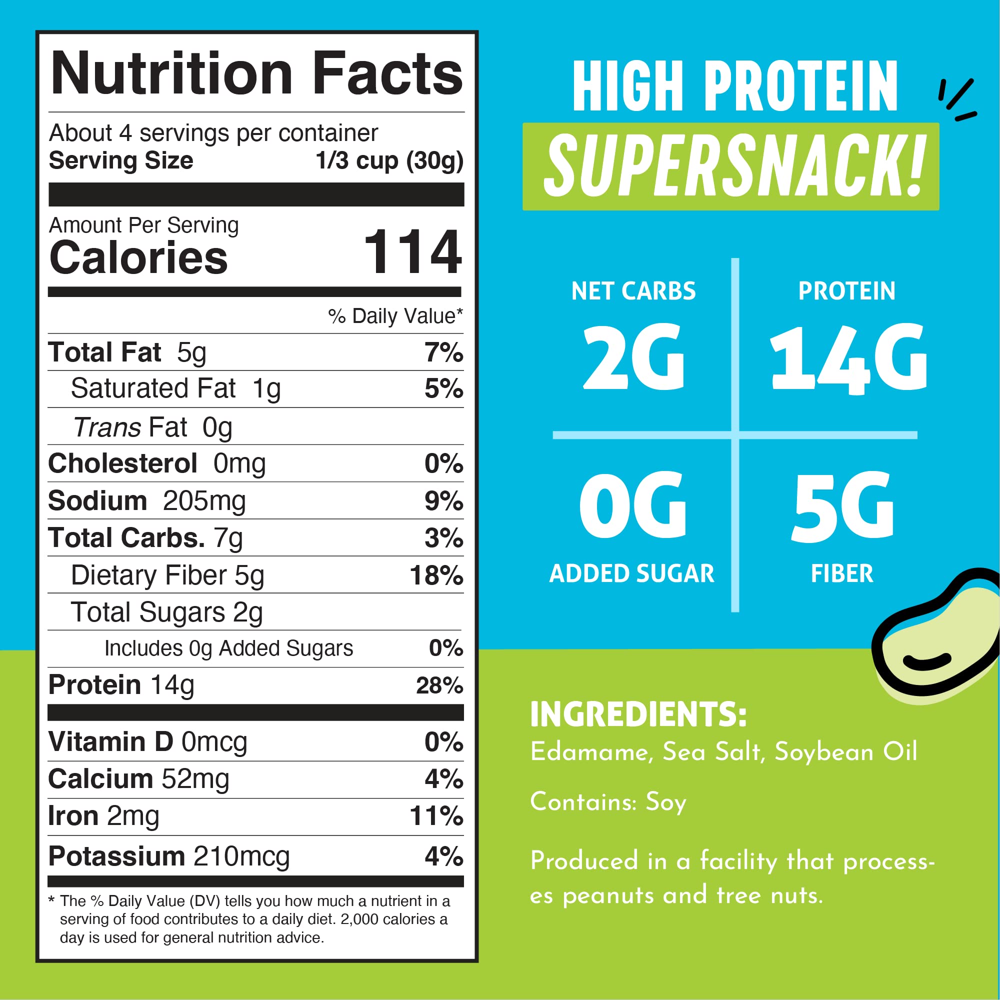 Crunchy Roasted Edamame Beans with Sea Salt - High Protein Keto Snack (14g Protein, 2g Net Carbs) - Low Calorie, Gluten-Free, Vegan Food - Perfect for On-the-Go, Office & Healthy Lifestyle - 4 oz (3 Pack)