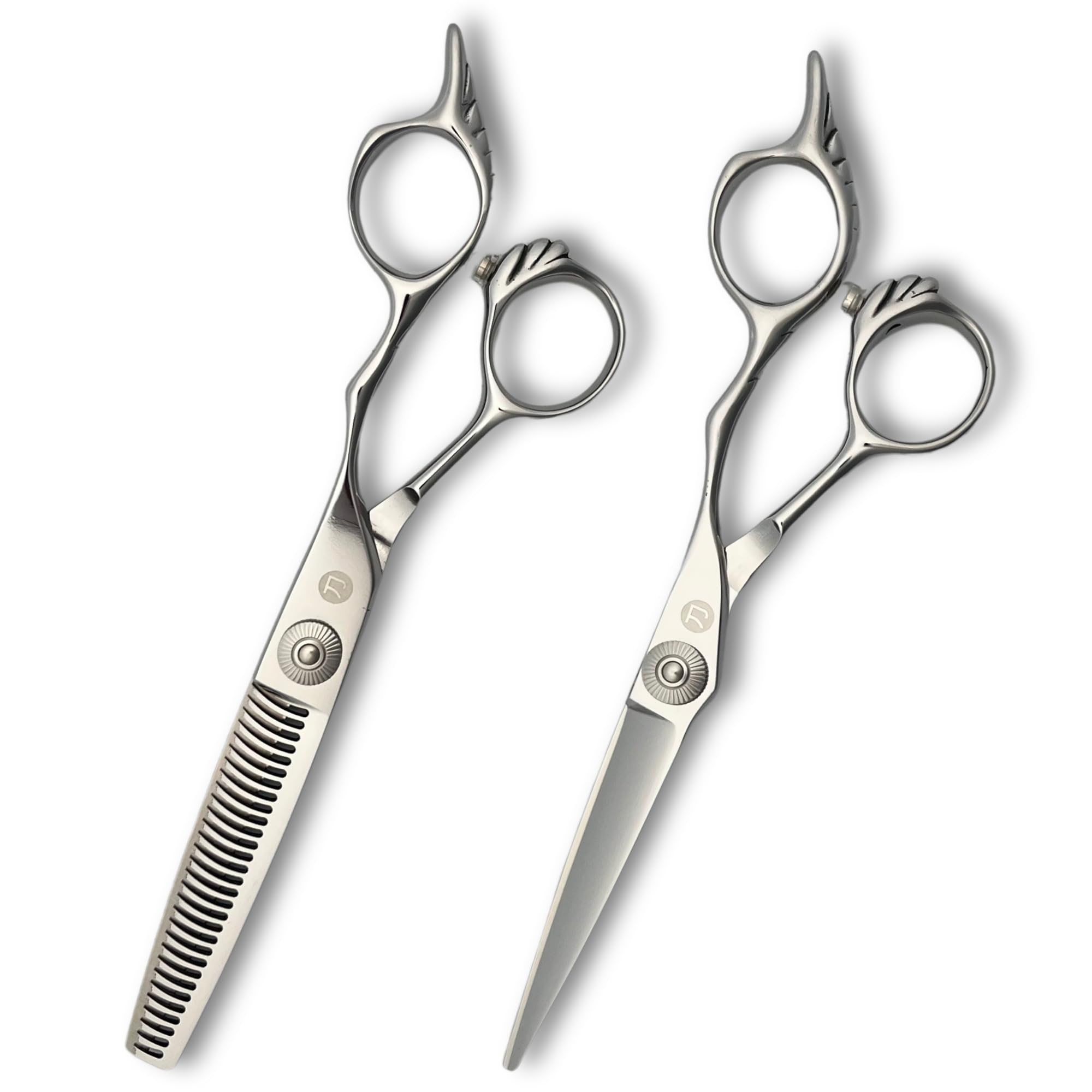 Saki Tsuru Professional Hair Cutting Scissors - 6 Inch Japanese Steel Barber Shears for Stylists - Adjustable Tension Thumb Screw - Perfect for Salon, Home Haircuts & Styling (Set of 2)