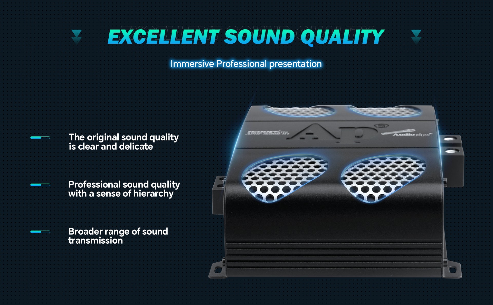 1500W Full Range Class D Mosfet Amplifier (APHF 1500D H1) - High Power Car Audio Amp for Subwoofers & Speakers | Perfect for Car Stereo Systems & Home Theater Setups