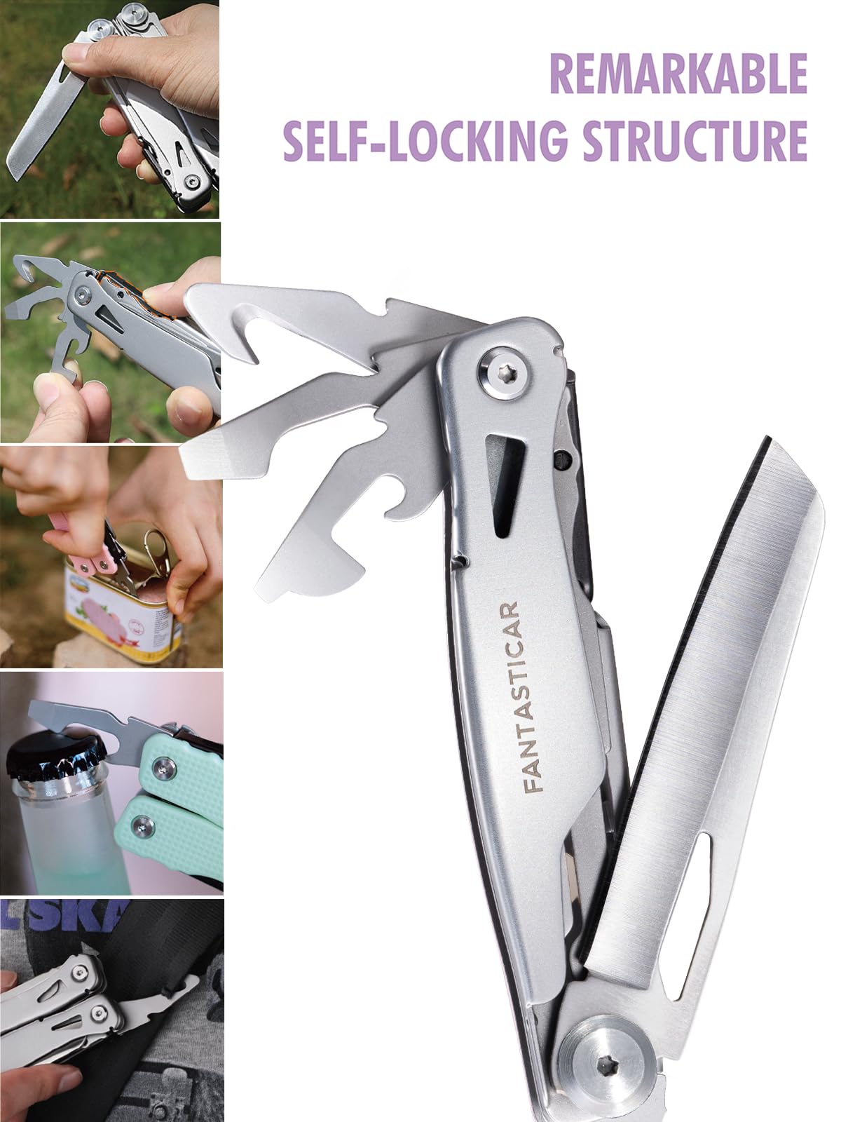 FantastiCAR Purple Utility Knife Box Cutter with 5 Extra Blades & Multifunctional Pliers Set - Stainless Steel Heavy Duty Tool for Home, Office, Warehouse & DIY Projects | Gift Ready Packaging