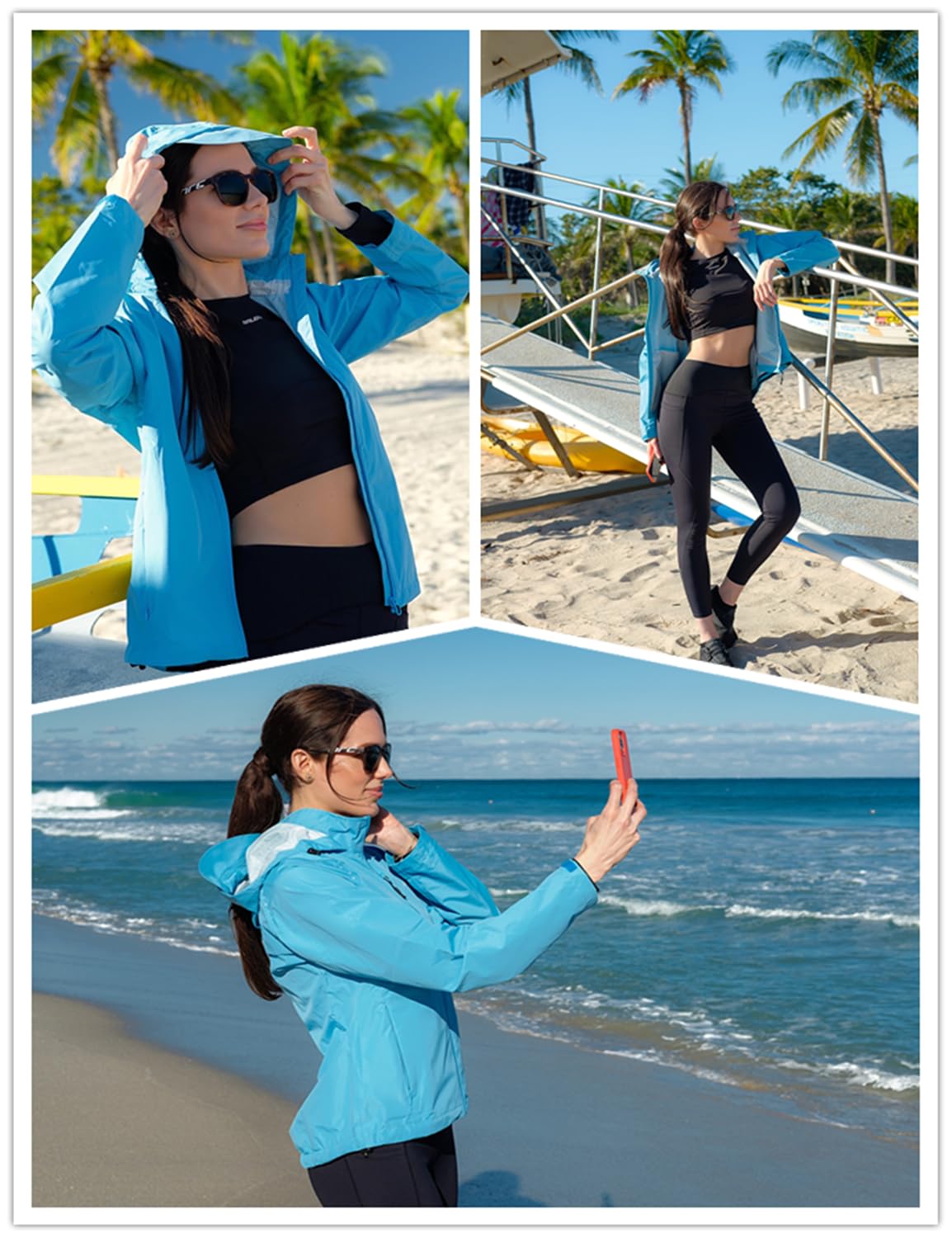 BALEAF Women's Waterproof Windbreaker Jacket - Lightweight Raincoat for Running, Cycling & Outdoor Activities - Reflective & Packable Hooded Windproof Coat (Ideal for Hiking, Commuting & Travel)