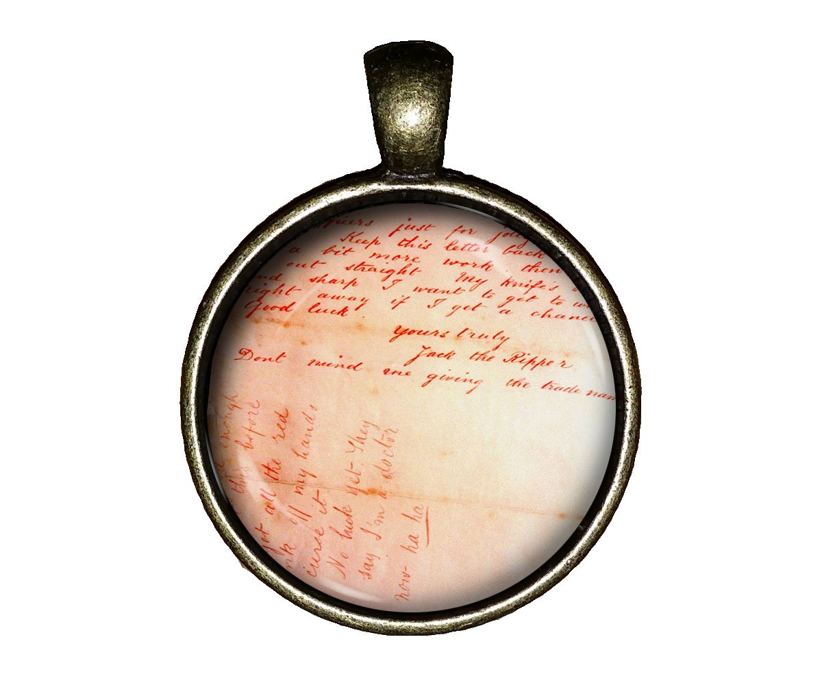 Jack The Ripper Necklace - Vintage Ripper's Letter Pendant Charm - Handmade Gothic Jewelry for Halloween, Cosplay & Dark Fashion