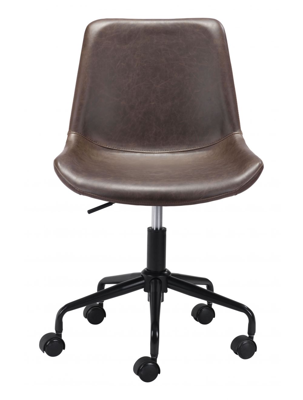 Zuo Modern Byron Office Leather Armless Chair - Ergonomic Executive Desk Chair for Home & Office Workspace - Comfortable Leather Task Chair for Professionals