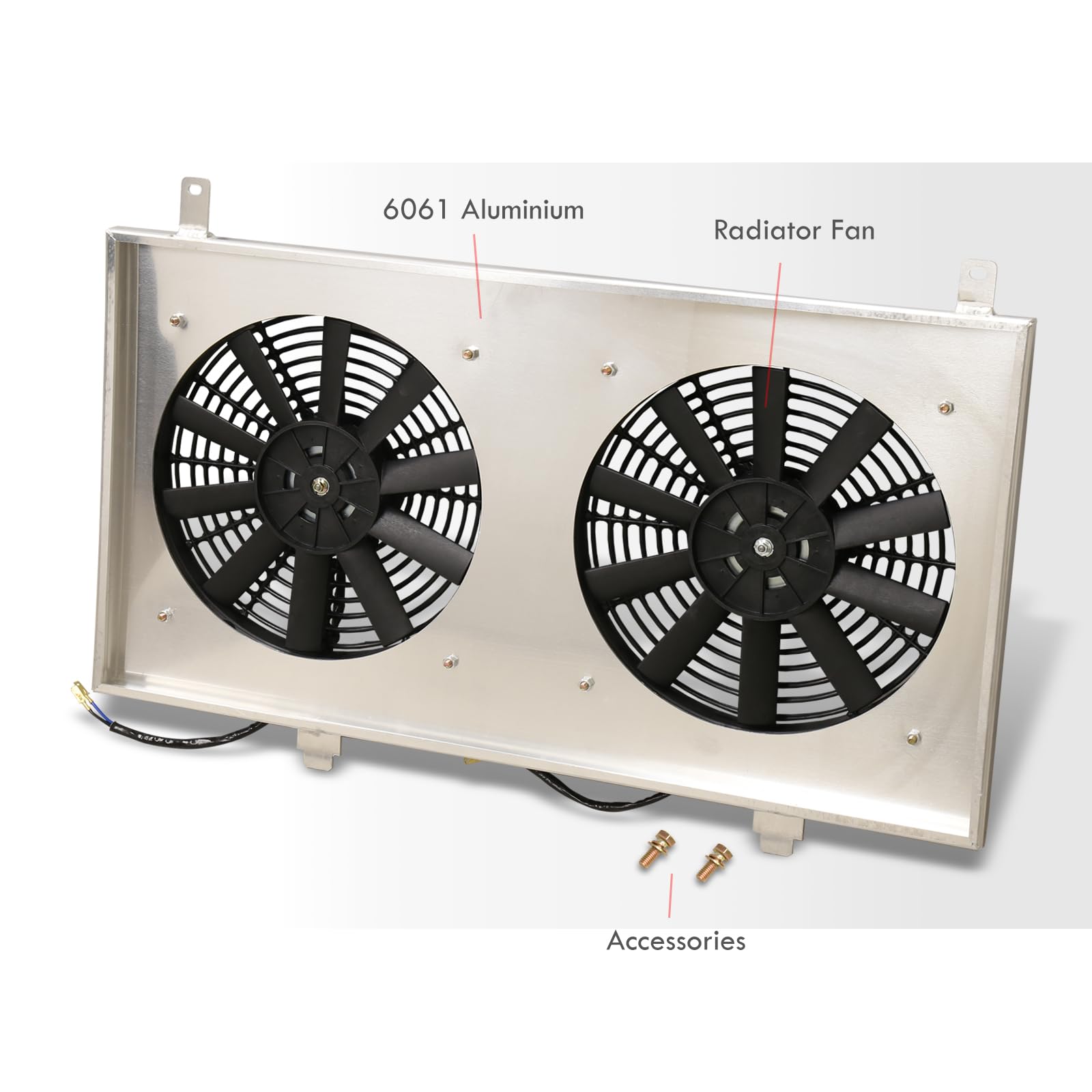 AJP Distributors Aluminum Radiator Fan Shroud Kit with 12