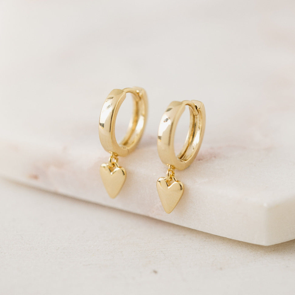 Everly Heart Huggie Hoop Earrings - Dainty Gold Heart Hoops for Women - Perfect for Valentine's Day, Date Night & Everyday Wear
