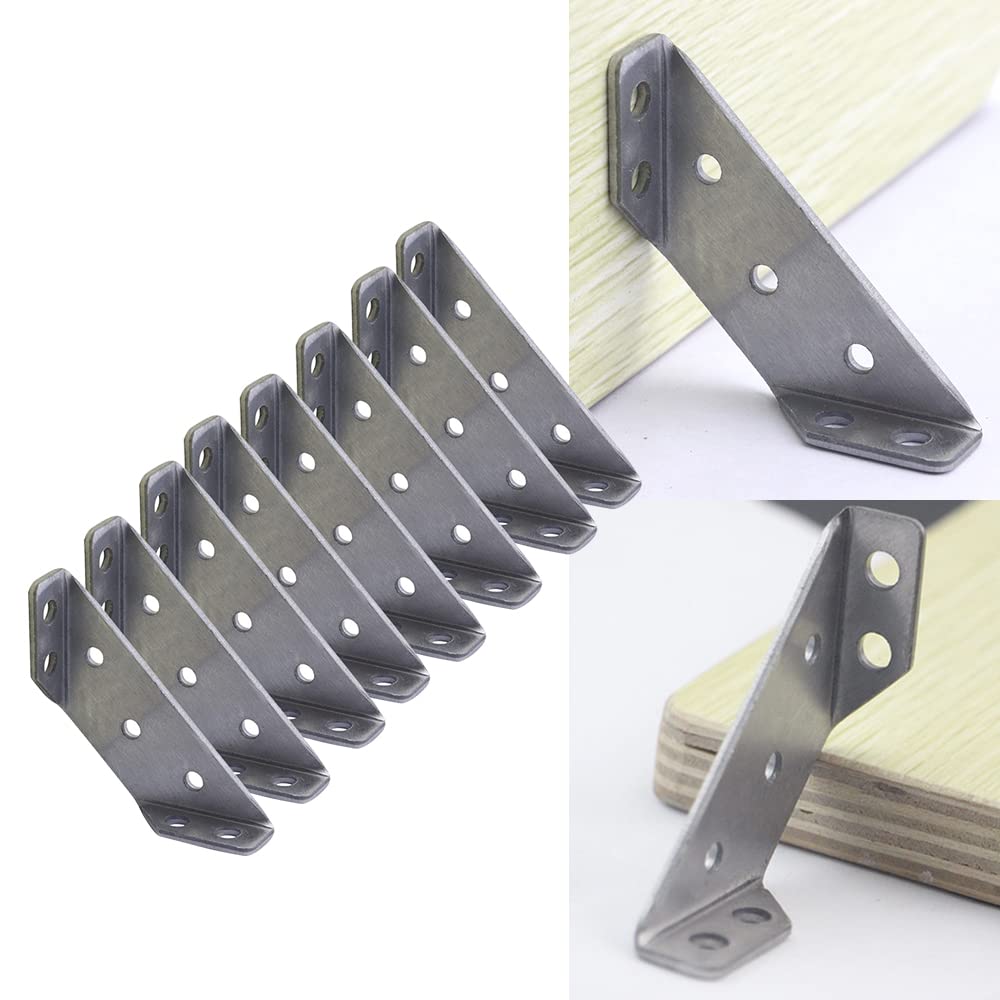 2022 New Stainless Steel Trapezoid Angle Brackets - 8pcs Universal Furniture Corner Connectors for Wood Furniture | Heavy Duty Metal Corner Braces for DIY, Shelving & Cabinet Reinforcement