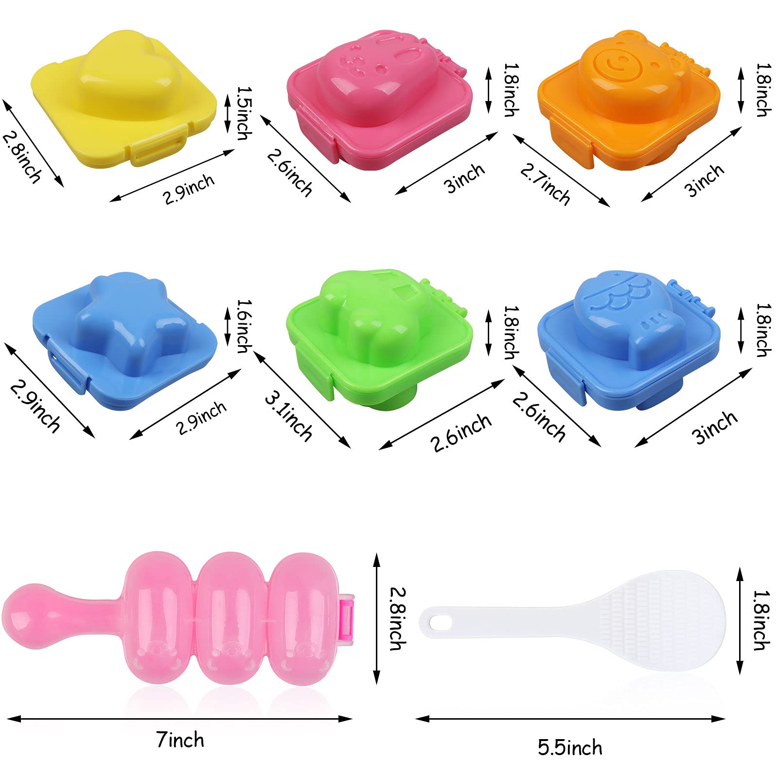 10-Piece Non-Stick Rice Ball Molds Set - Includes 2 Sushi Rice Shapers & 6 Animal Egg Molds for Beginners & Kids | Perfect for Bento Boxes, Home Cooking, and Fun DIY Japanese Cuisine