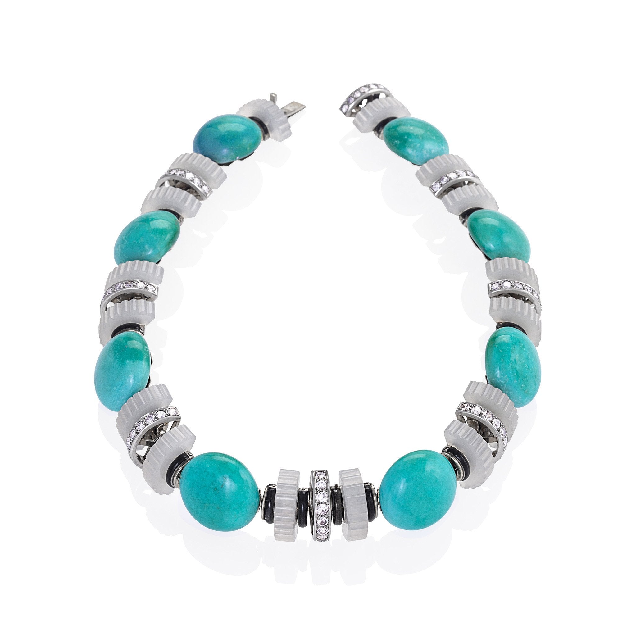 Mauboussin Turquoise, Chalcedony & Diamond Necklace for Women | Elegant Jewelry Gift for Anniversary, Wedding & Special Occasions