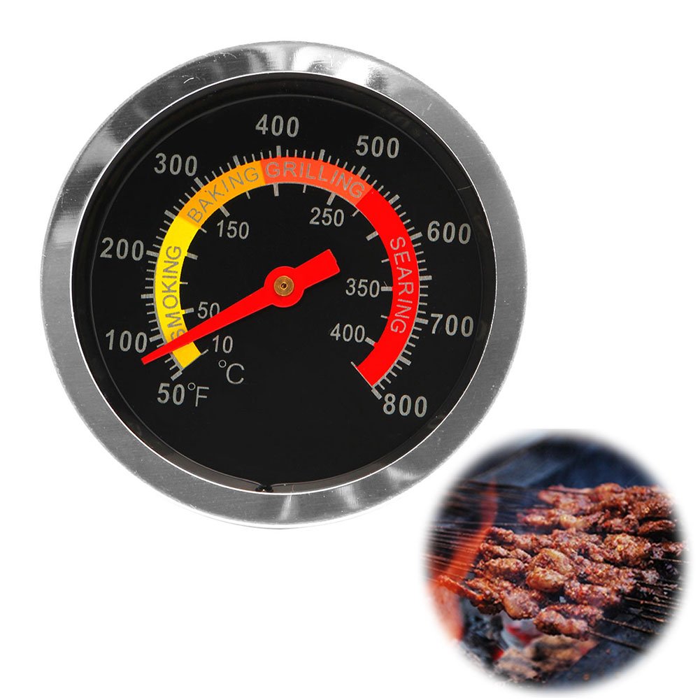 Stainless Steel BBQ Smoker Grill Thermometer - High Precision Temperature Gauge (10-400°F) for Smoking, Grilling, and Roasting - Perfect for Backyard BBQs, Camping, and Outdoor Cooking