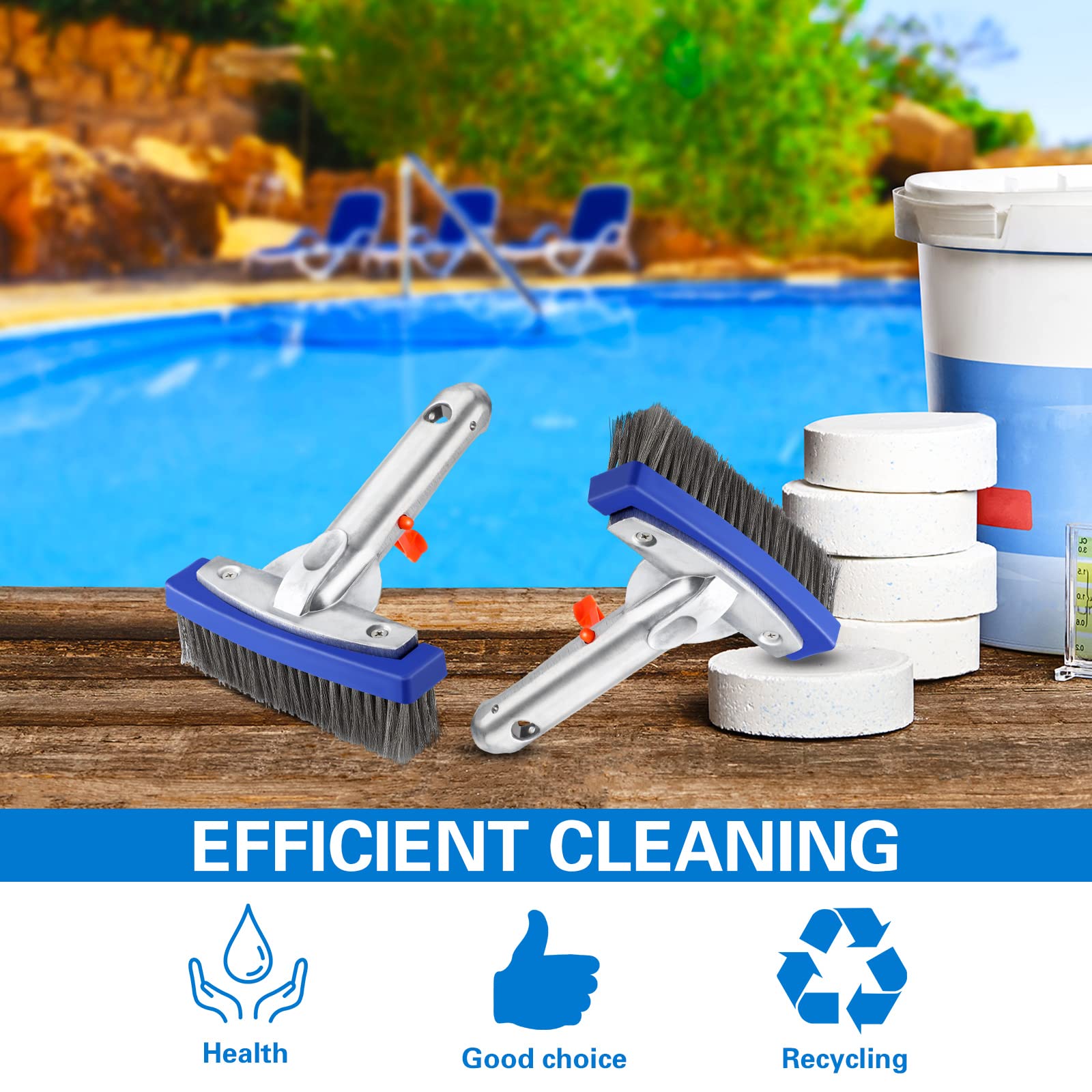 **Gejoy 3-Pack 5.5 Inch Heavy Duty Pool Brush Head – Stainless Steel Bristles & Aluminum Handle – Compatible with Most Pool Poles – Perfect for Cleaning Algae & Debris in Swimming Pools, Spas, and Inground Pools**