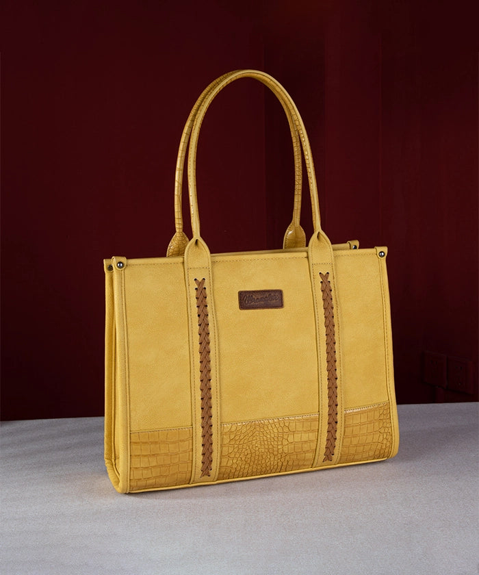 Wrangler Cow Print Wide Tote Bag - Stylish & Spacious Women's Handbag for Work, Travel & Shopping