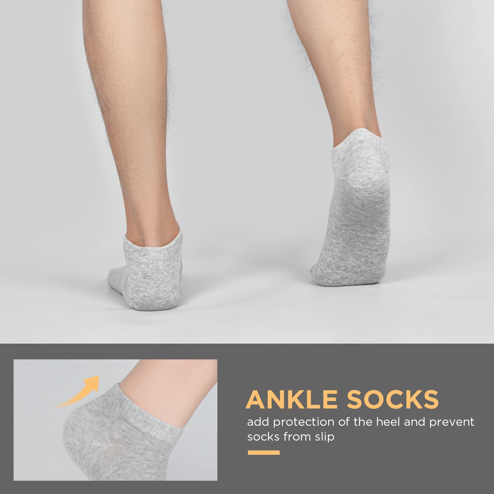 TIBISI Men's Athletic Running Socks - Pack of 10 Low Cut Breathable Cotton Ankle Socks for Men & Women (White/Black/Grey) - Perfect for Sports, Gym Workouts & Daily Comfort