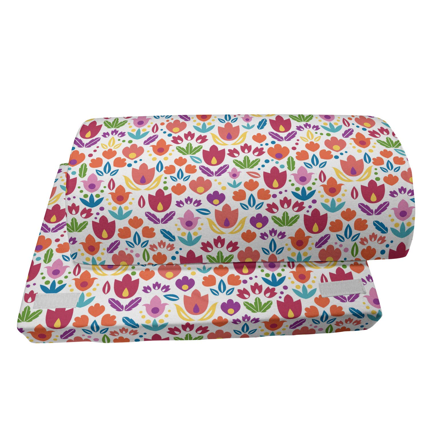 Ambesonne Dutch Foot Rest with Blooming Tulips Floral Design - Adjustable Ergonomic Memory Foam Leg Support for Office & Home - Non-Slip Backing - Perfect for Work, Reading & Relaxation