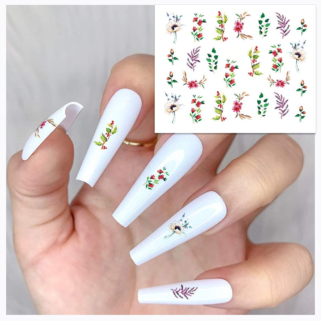 WOKOTO 44 Sheets 3D Feather Nail Art Stickers - Self-Adhesive Nail Decals with Flowers & Animals Designs for Women & Girls - Perfect for Acrylic Nails, Manicures, Nail Salons & DIY Home Nail Art