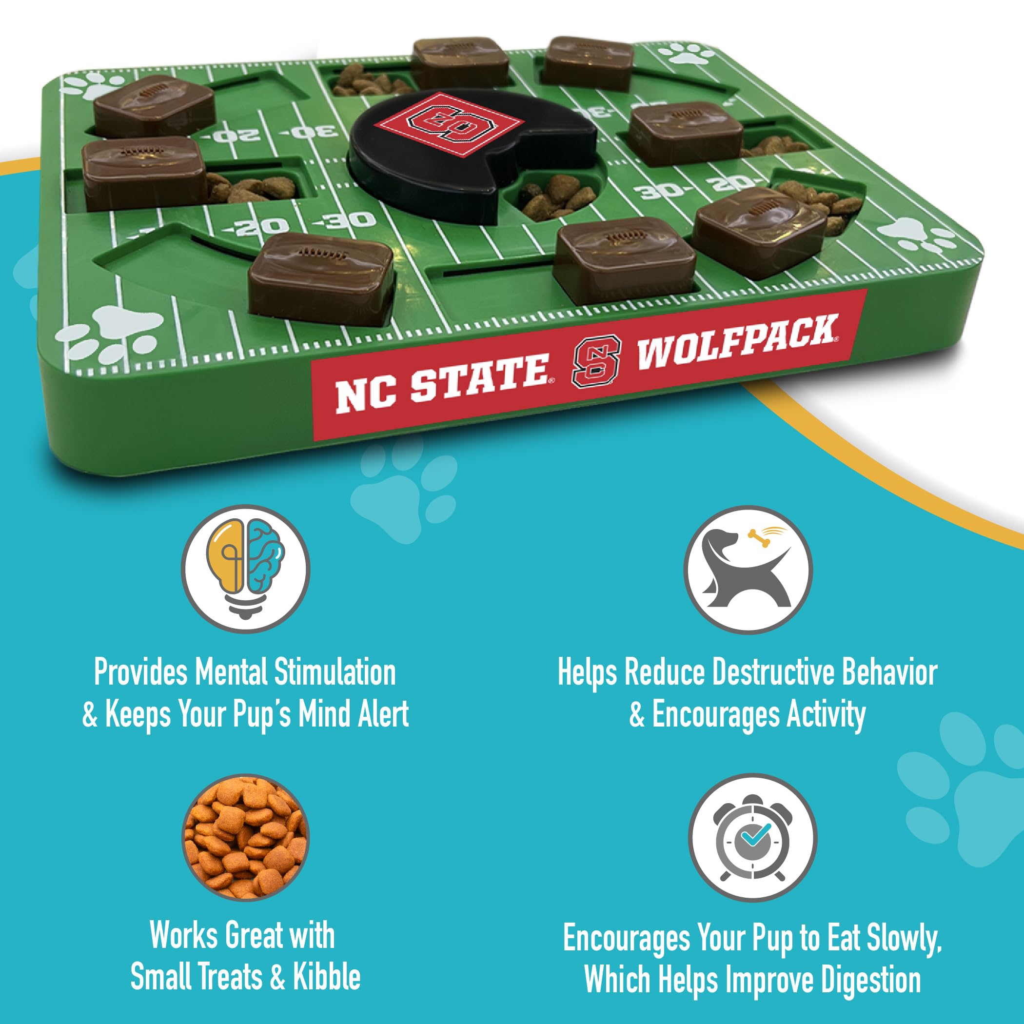 NCAA North Carolina State Wolfpack Interactive Puzzle Dog Toy - Slow Feeder & Treat Dispenser for Mental Stimulation - Perfect for Boredom Relief & Training (Great for Small, Medium & Large Dogs)