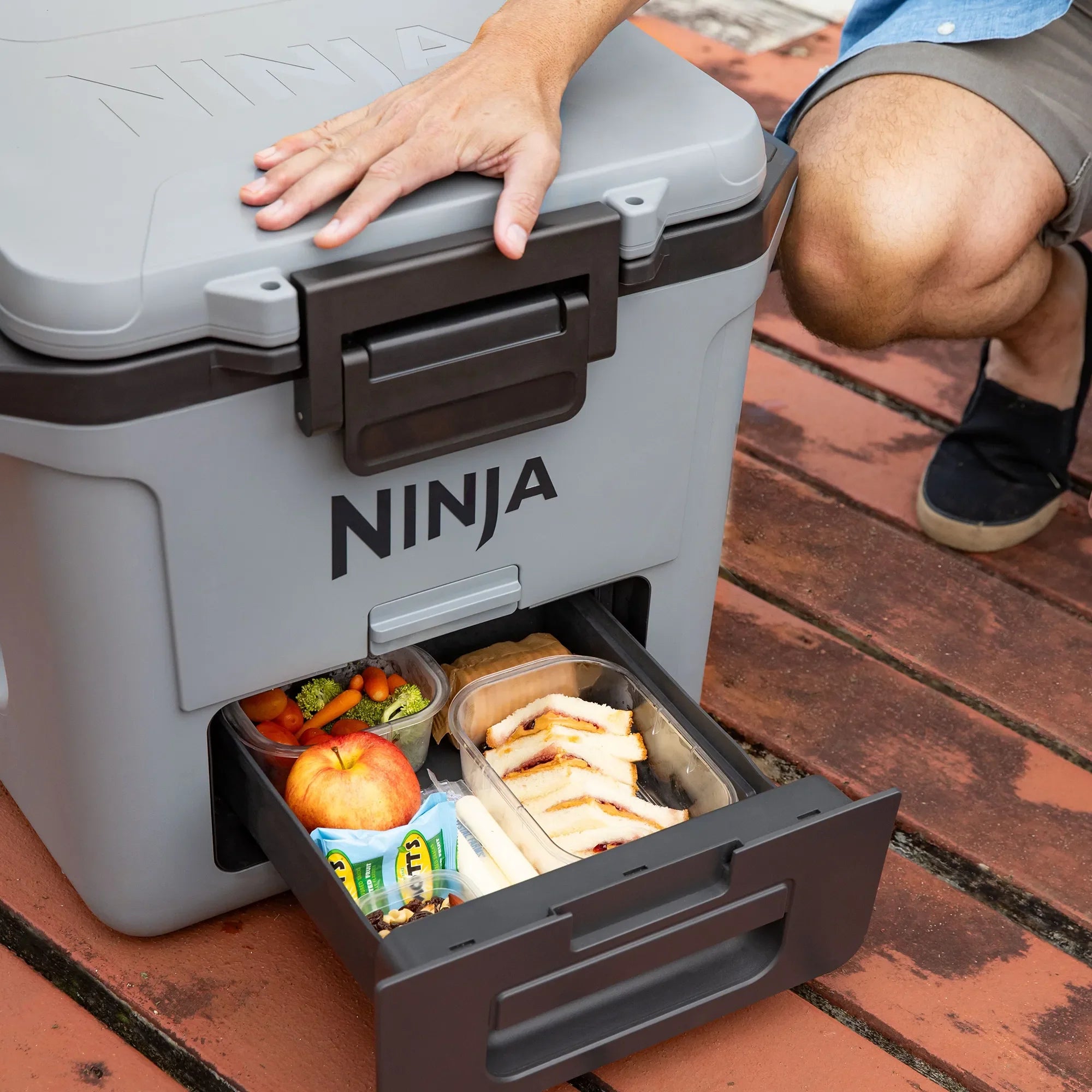 Ninja FrostVault 28L Hard Cooler with Dry Zone - Premium Insulated Cooler for Camping, Beach, Picnics & Outdoor Adventures - Leakproof Food Storage with Separate Dry Compartment