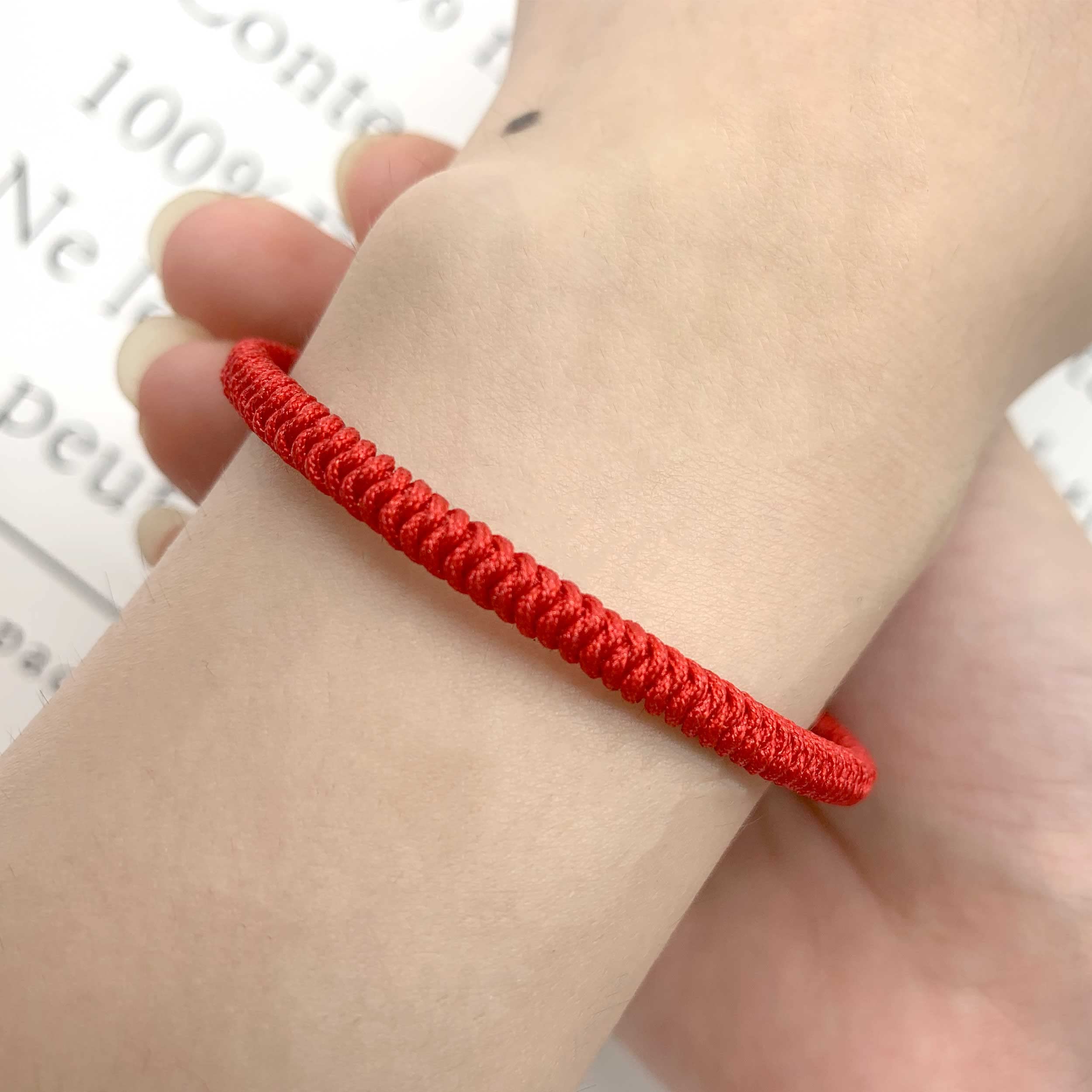 LAMIBEE Red Lucky Bracelet for Protection - Hand Braided Rope Thread Surfer Bracelet for Men & Women - Adjustable Wrist Wrap String Rope Bracelet - Perfect for Surfing, Yoga, Travel & Good Luck Charm (Red)