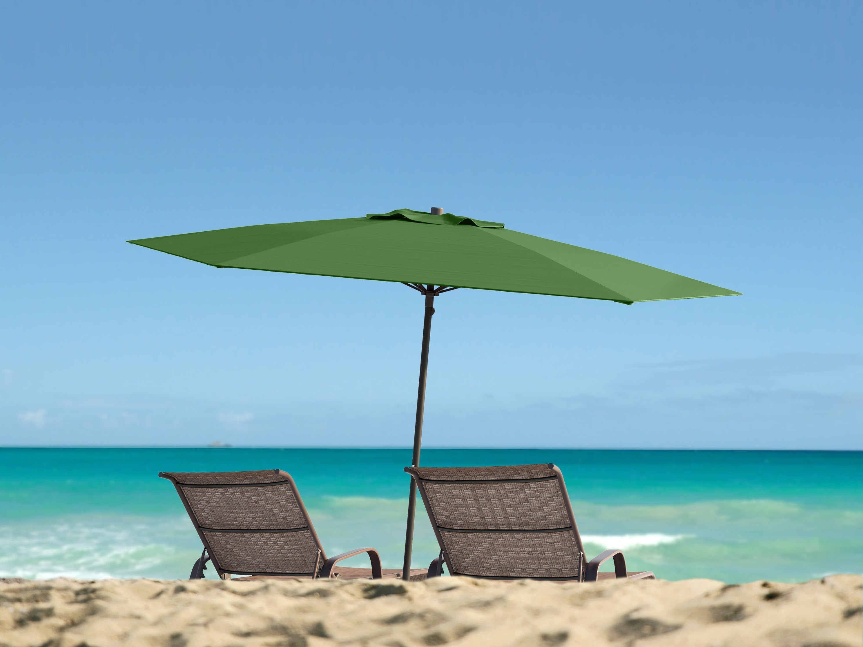 7.5ft Forest Green Beach Umbrella - Large UV Protection Sun Shade for Outdoor, Pool, Picnic & Backyard - Heavy Duty Windproof Sand Anchor Design