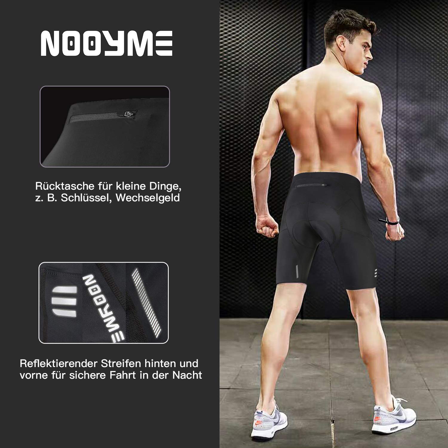 NOOYME Men's 4D Padded Cycling Shorts - Breathable Polyamide Spandex Bike Shorts with Seat Padding for Comfort & Performance - Perfect for Road Biking, Mountain Cycling & Indoor Training