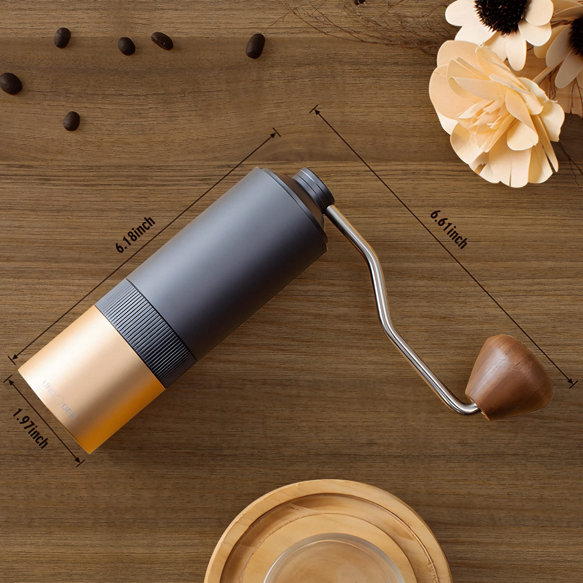 Premium Manual Coffee Grinder - Adjustable Stainless Steel Burr with Numerical Settings, Dual Bearing Design, 30g Capacity for Espresso to Coarse Grind | Perfect for Home, Office, Camping & Travel | Hand Coffee Bean Mill for Fresh Brews Anywhere
