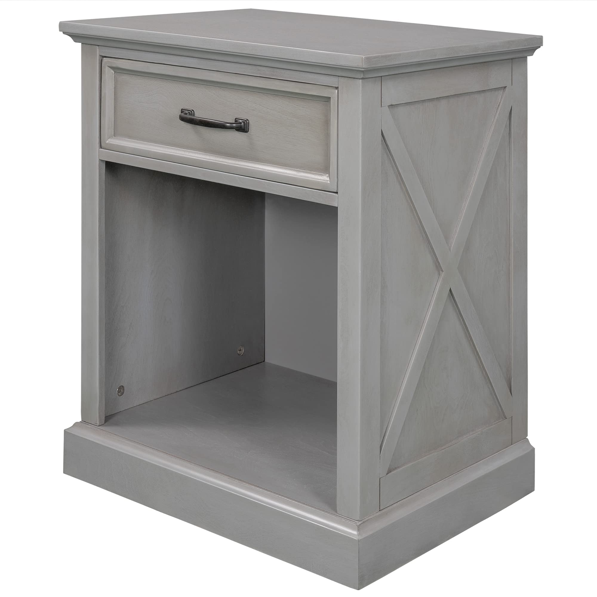 Mid Century Modern Nightstand with Drawer & Shelf - Wooden Bedside End Table for Bedroom Storage | Grey Finish | Perfect for Small Spaces, Apartments & Guest Rooms