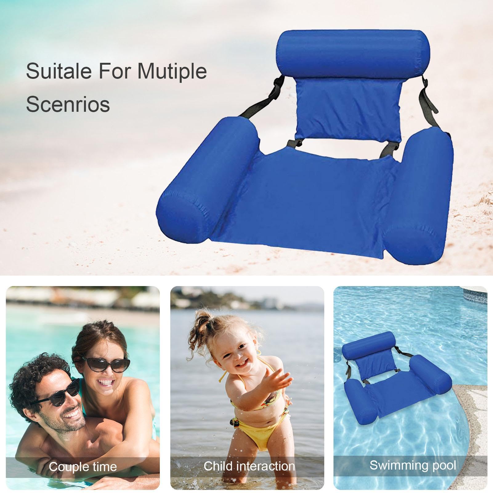 Adjustable Foldable Inflatable Floating Hammock Chair - Portable Pool Lounger, Water Sofa, Inflatable Swimming Raft for Adults - Perfect for Relaxing in Pool, Lake or Beach