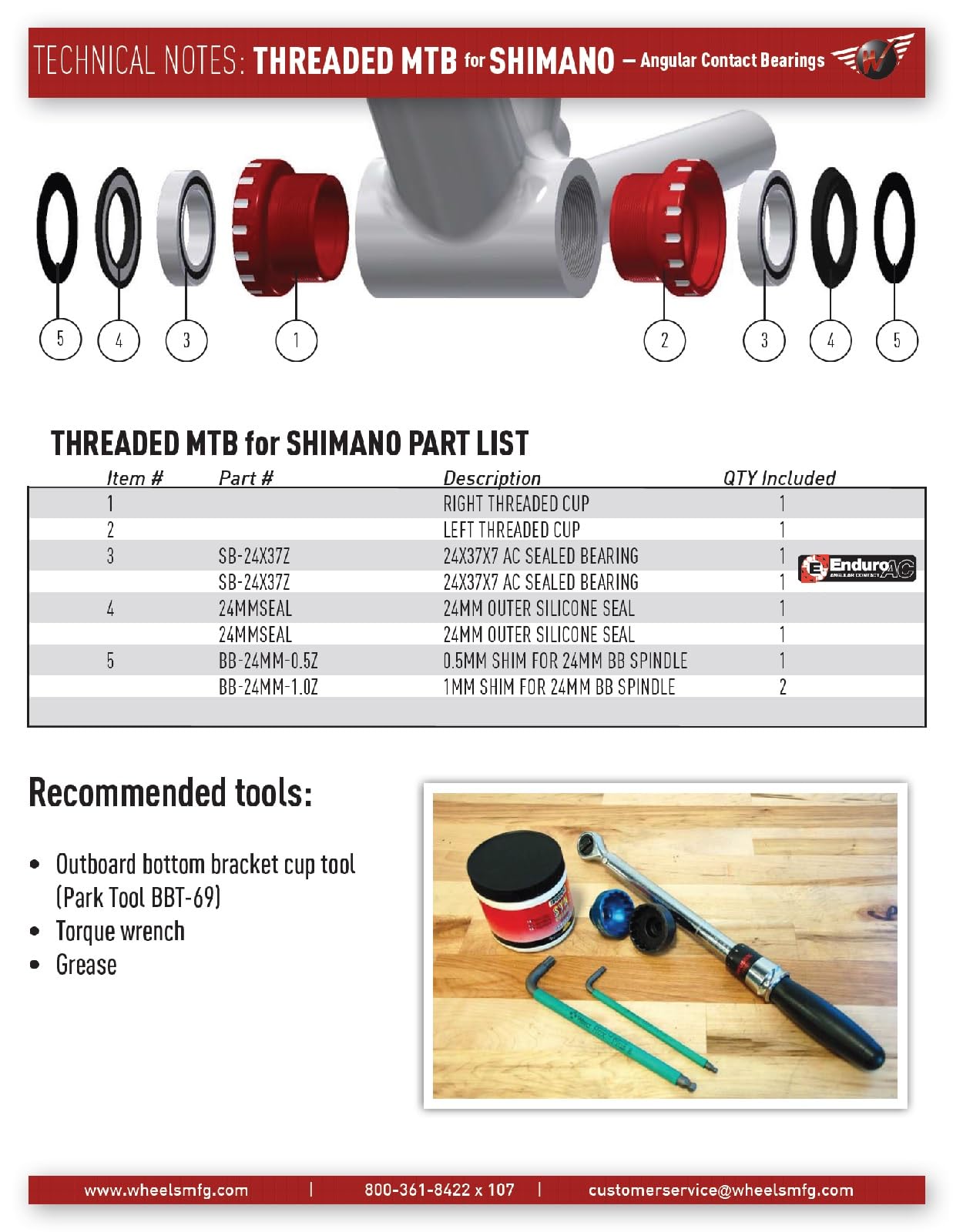 Premium Wheels Manufacturing BB MTB Shells with Angular Contact Bearings - High-Performance Mountain Bike Bottom Bracket for Smooth Riding on Trails & Off-Road Adventures