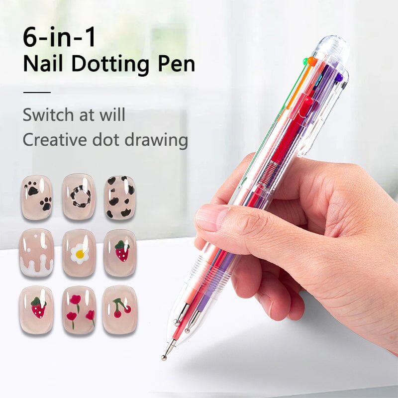 6-in-1 Nail Art Dotting Pen Set for Professional Nail Design - Perfect for DIY Manicure, Nail Art Creation & Salon Use