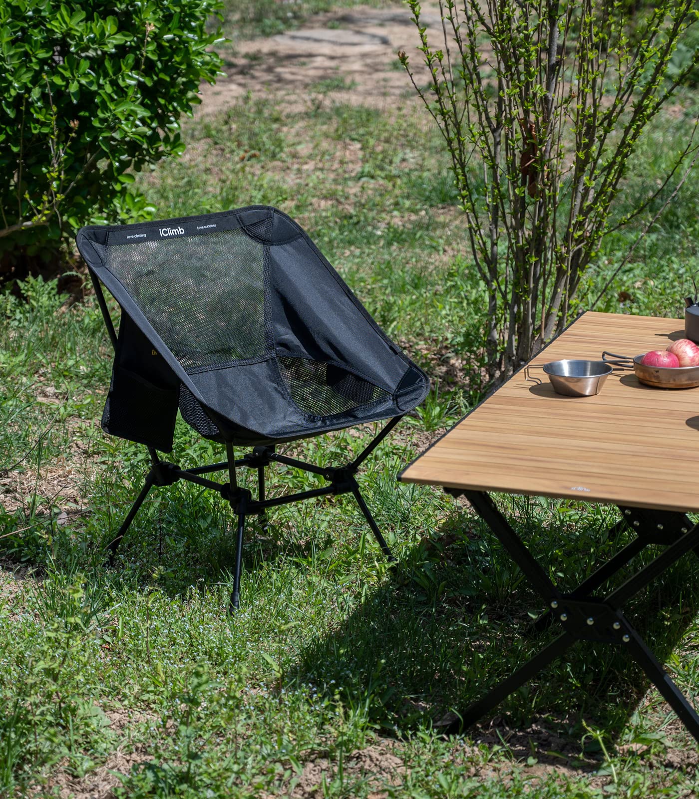 iClimb Mini Folding Table with 2 Anti-Sinking Chairs - Ultralight Portable Camping Set for Couples, Backpacking, Hiking, Beach & Outdoor Concerts | Perfect for Picnics, Tailgating and RV Trips