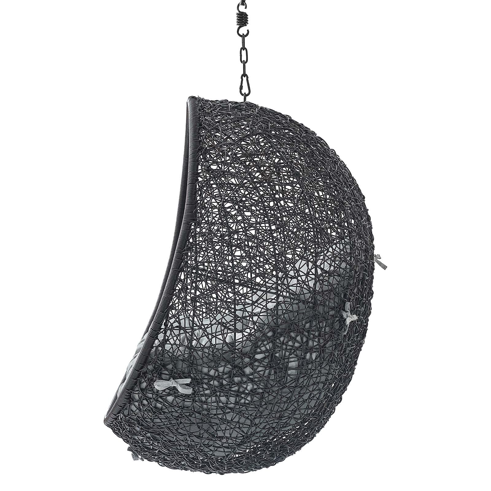 Modern Swing Lounge Chair for Outdoor Patio, Balcony, Cafe & Garden - Black & Gray Hanging Chair for Relaxing, Lounging & Reading