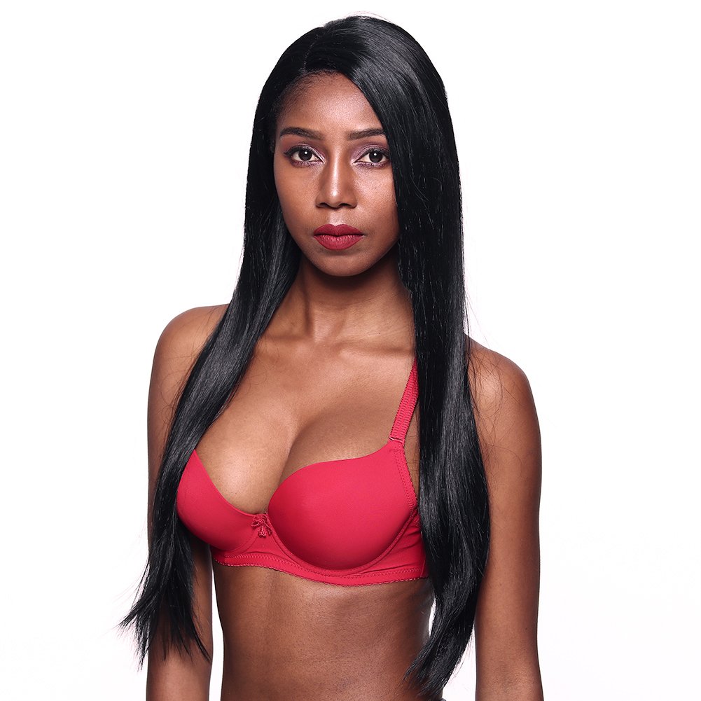 22'' GOTTA Straight Long Lace Front Wig for Women - Synthetic Black Hair Replacement with Middle Part | Heat Resistant Jet Black Wig for Daily Wear, Cosplay & Special Occasions