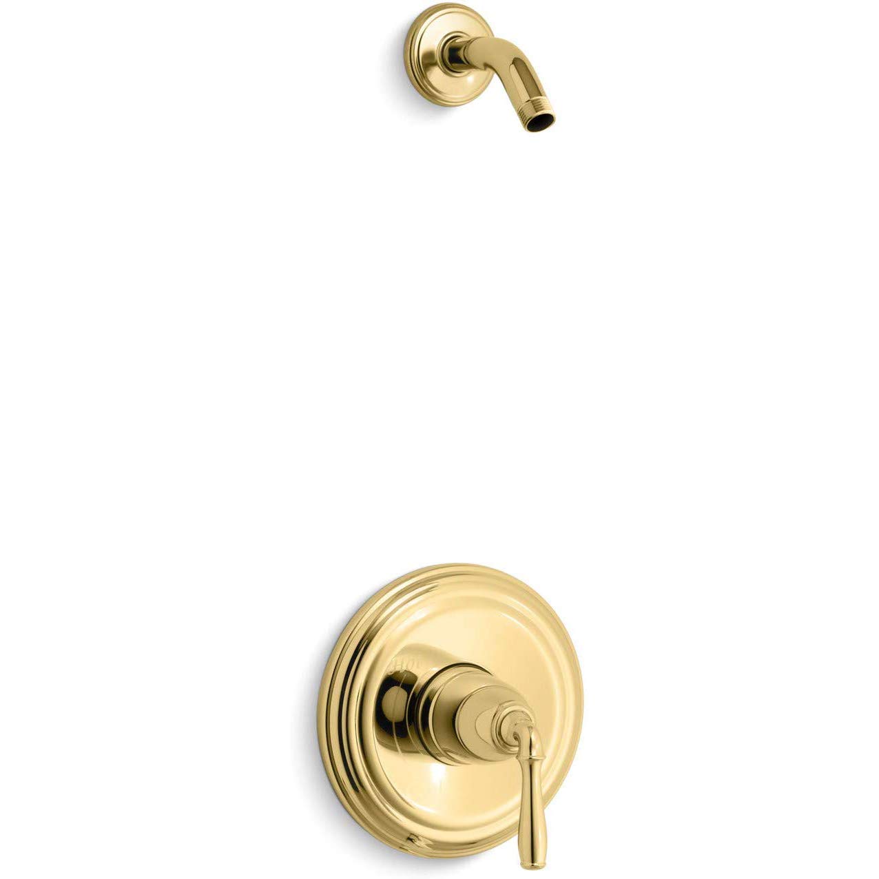 Kohler TLS396-4-PB Devonshire Rite-Temp Shower Valve Trim with Lever Handle - Vibrant Polished Brass Finish | Bathroom Shower System for Modern Home Renovation