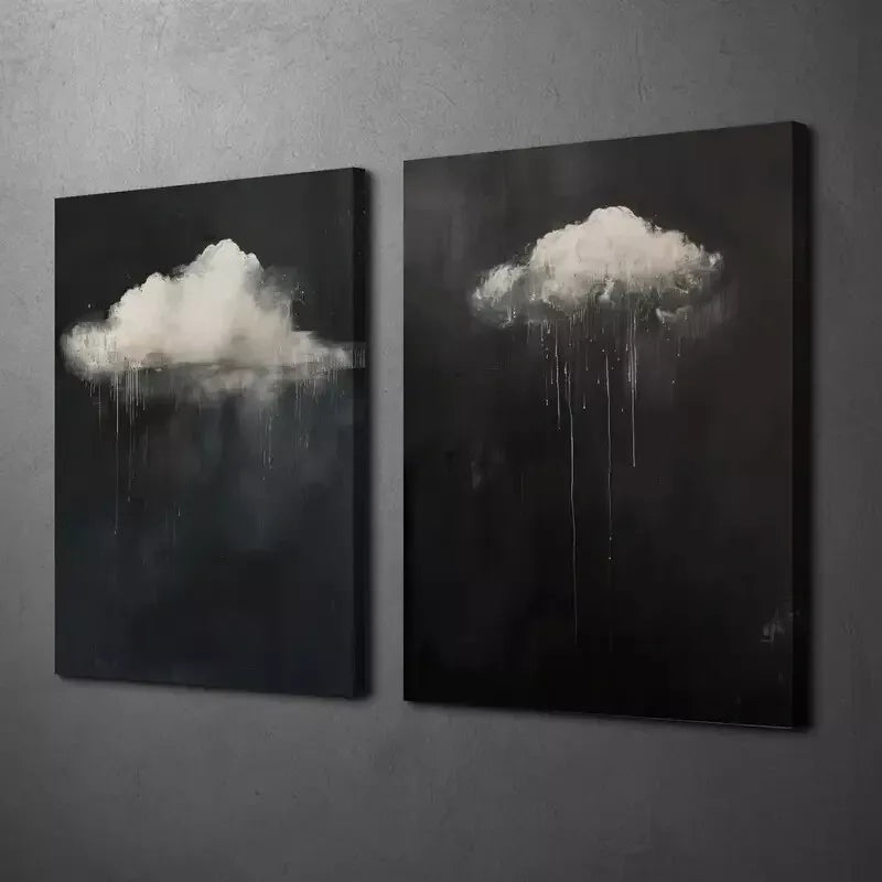2-Piece Gothic Abstract Cloud Oil Painting Canvas Wall Art - 50x75cm Framed High-Quality Print | 100% Australian Made | Ready to Hang | Perfect for Living Room, Bedroom & Office Decor