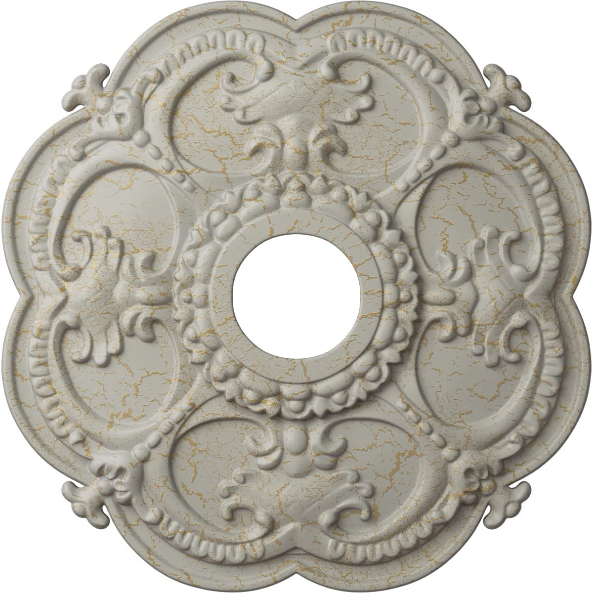 Ekena Millwork CM17ROPCC 18 Inch Rotherham Ceiling Medallion - Hand-Painted Pot of Cream Crackle Finish, 18