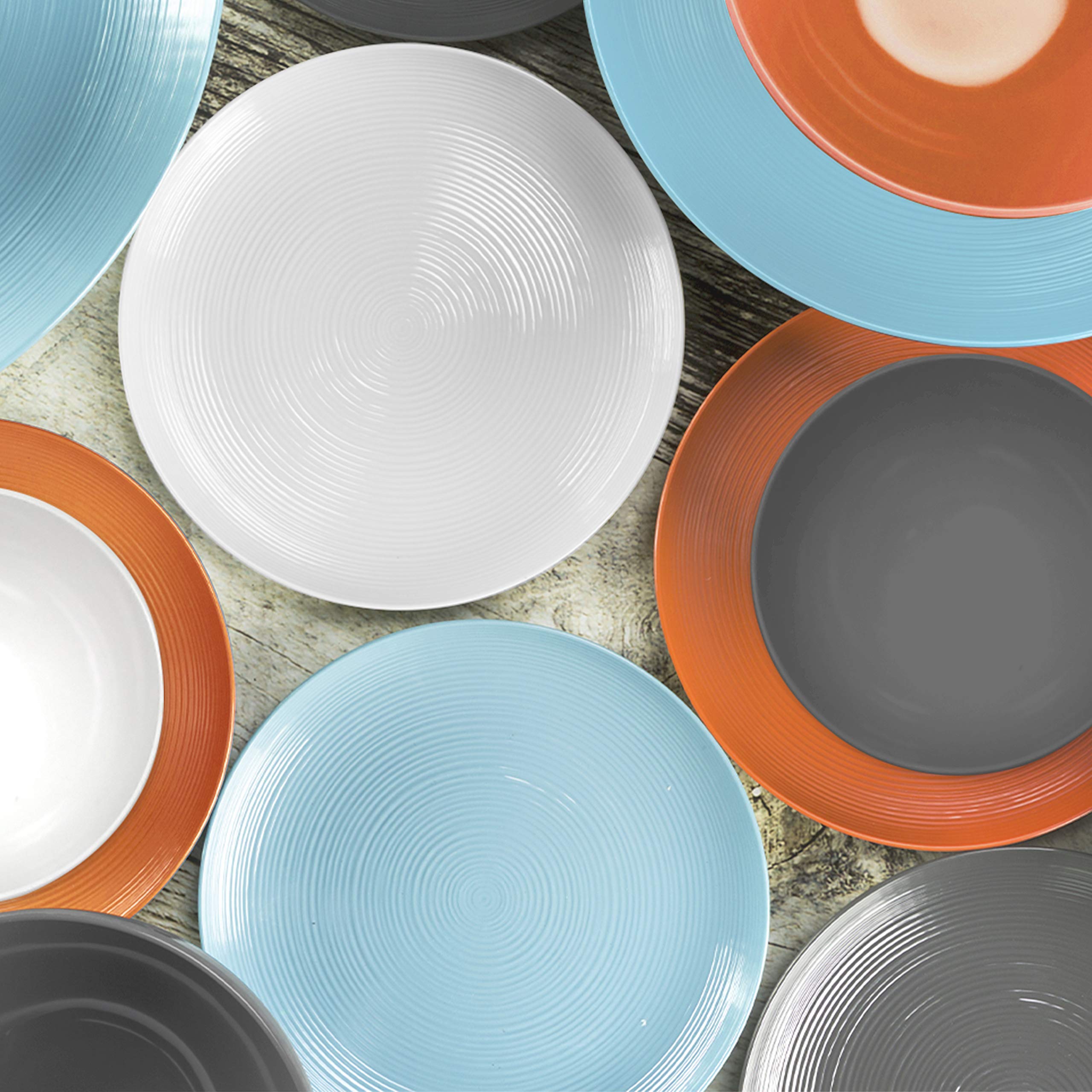 Zak Designs 12-Piece Melamine Dinnerware Set - White Durable Plastic Plates & Bowls for 4 People | Shatterproof & Lightweight for Outdoor Dining, Picnics, Camping & Everyday Use