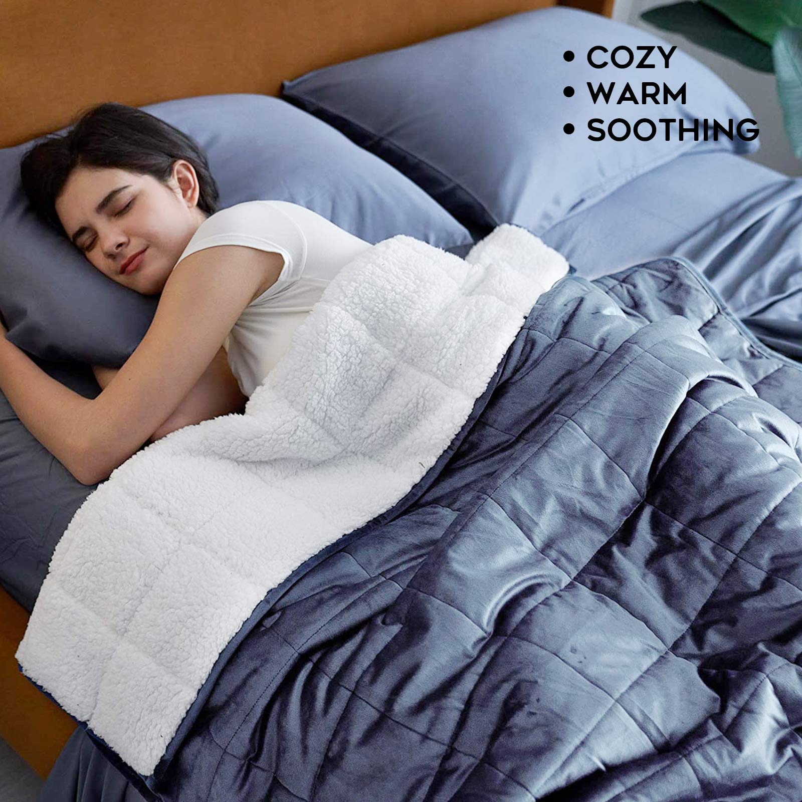 YnM Sherpa Weighted Blanket 20lbs (60x80 Inches, Light Blue) - Ultra Soft & Cozy Heavy Blanket for Adults - Stress Relief & Better Sleep - Perfect for Bedroom, Couch & Relaxation