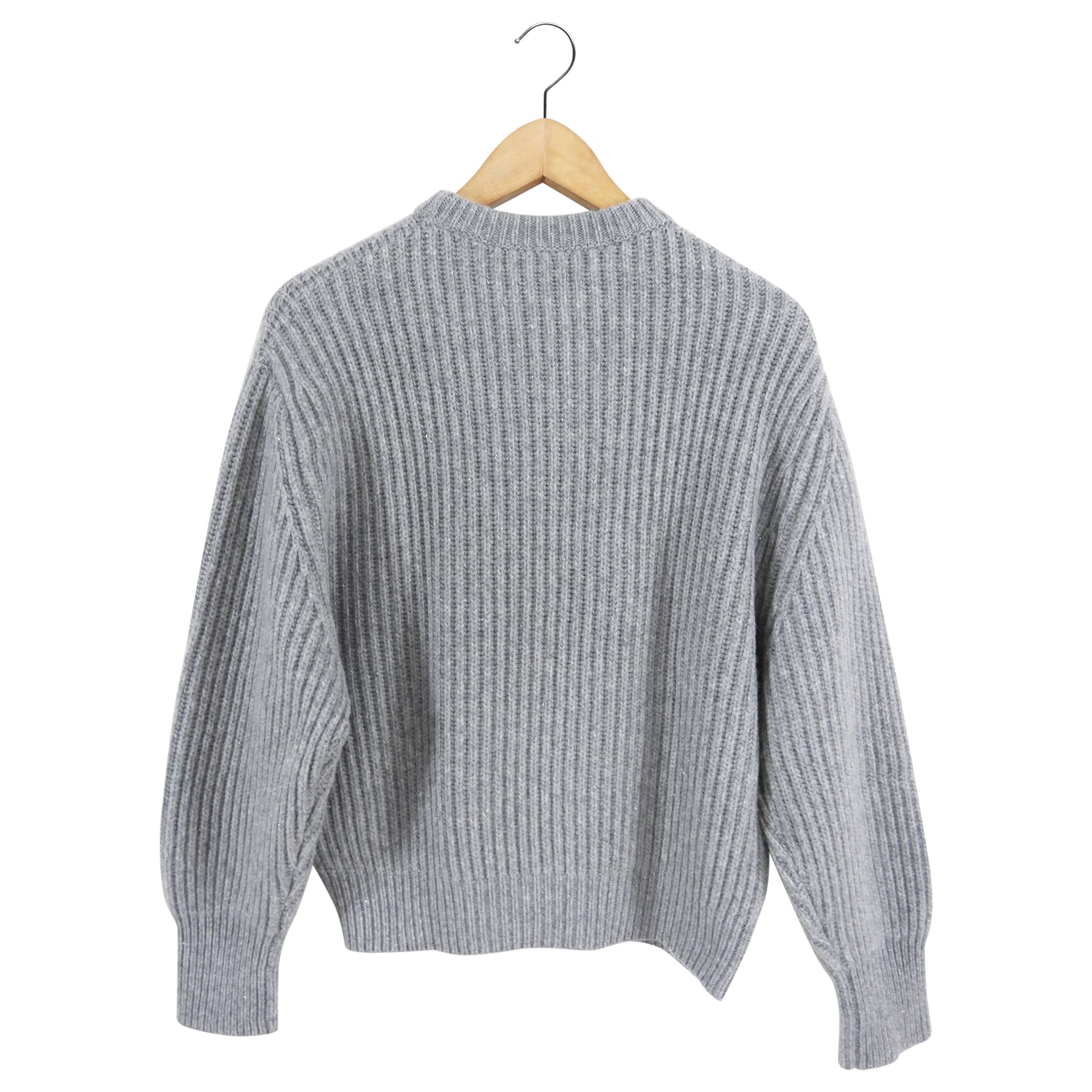 Brunello Cucinelli Light Grey Shimmer Cashmere Sweater for Women | Soft Luxury Knitwear | Perfect for Office, Date Night & Winter Travel