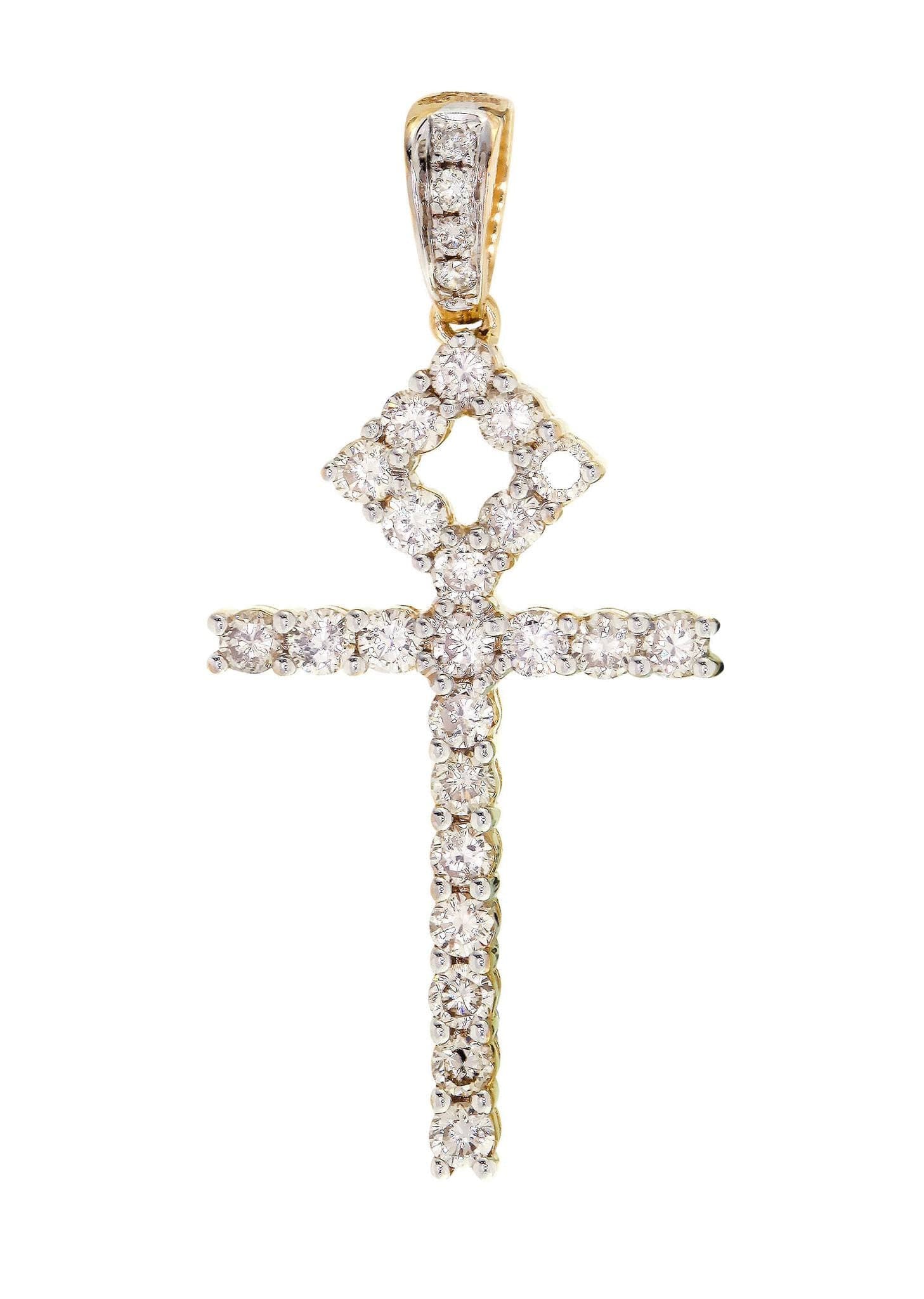 0.94 Carat Diamond Ankh Pendant Necklace - 2 Grams 14K Gold Egyptian Cross Jewelry for Women - Perfect Gift for Birthday, Anniversary & Spiritual Occasions