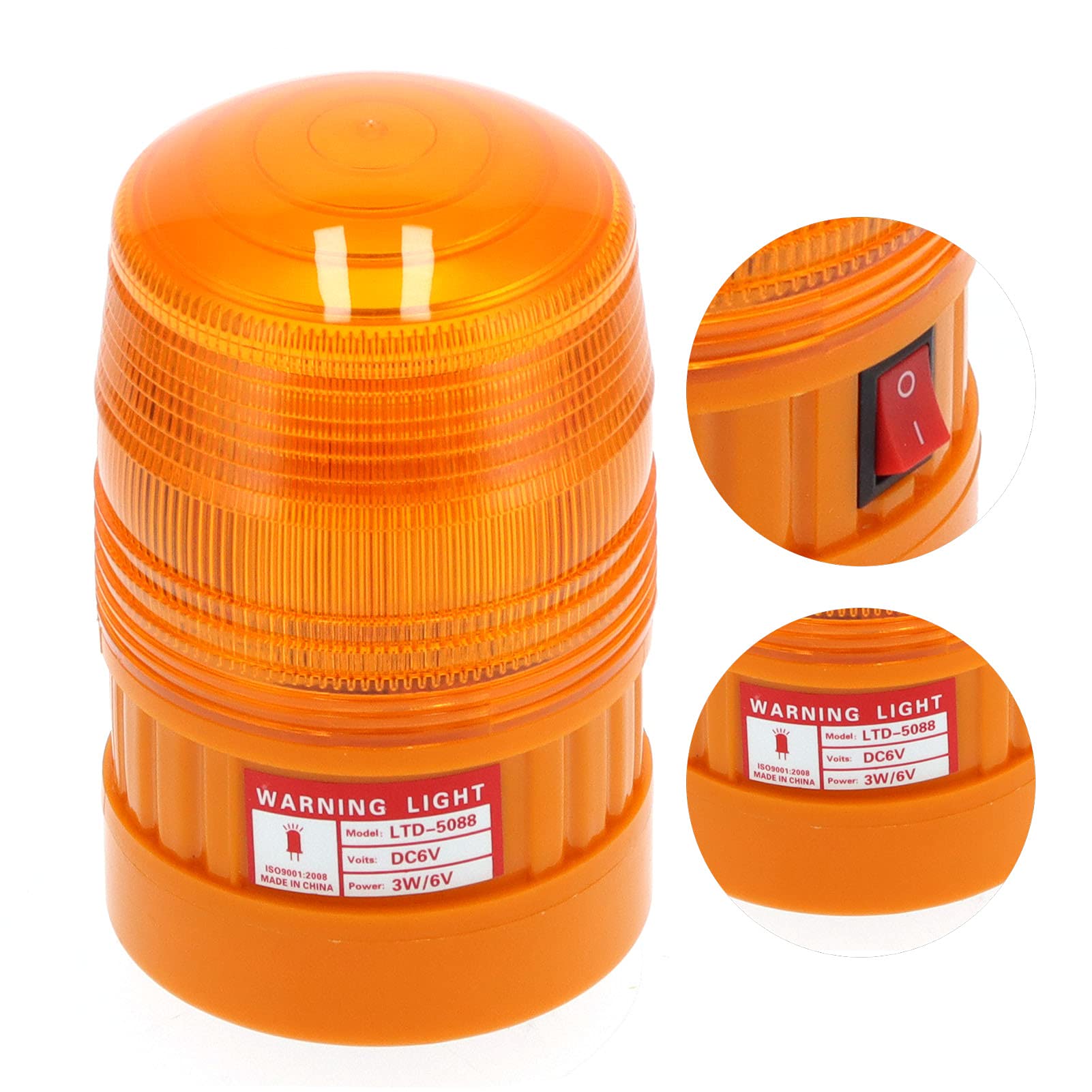 6V LED Safety Warning Lights - Orange Emergency Strobe Lights for Traffic, Construction, Roadblocks | ABS/Magnet Mount | High Visibility Hazard Beacons
