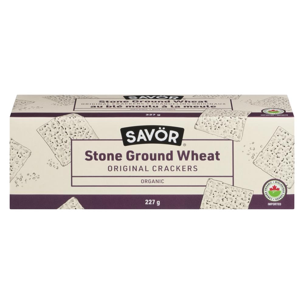 Organic Stoned Wheat Original Crackers - 8oz (227g) | Healthy Whole Grain Snack for Adults & Kids | Perfect for Lunch Boxes, Cheese Pairing & Party Platters