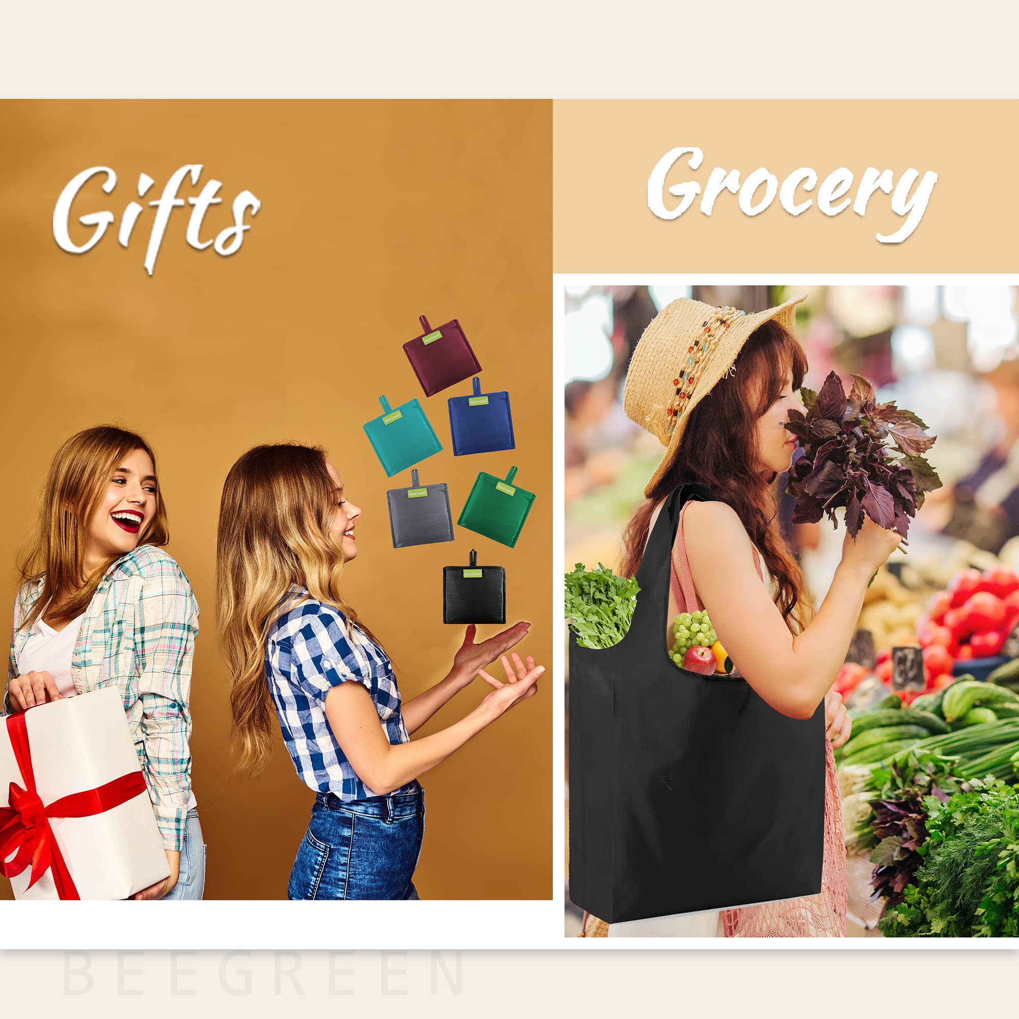 **Eco-Friendly Reusable Grocery Bags – Foldable Large Tote with Handles for Shopping, Snacks & Holiday Gifts | Perfect for Groceries, Picnics & Sustainable Living**