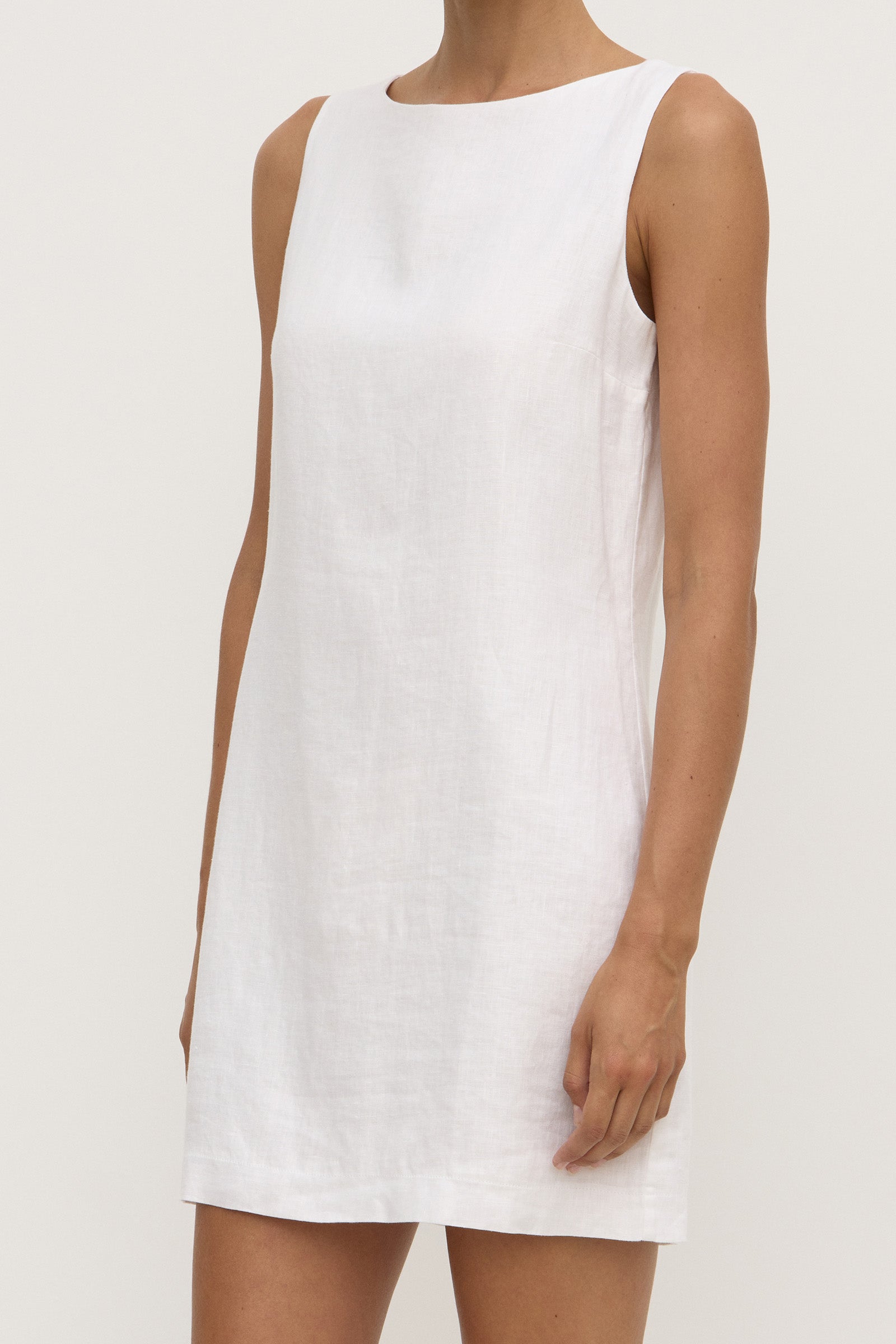 Nadine Linen Mini Dress - Women's Summer Short Sleeve A-Line Dress for Beach, Vacation & Casual Wear